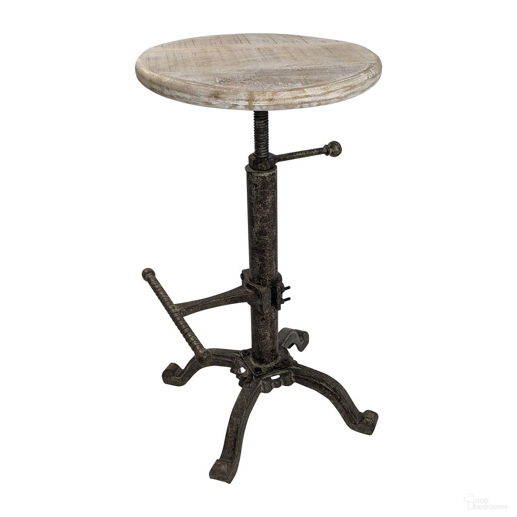 Justin Adjustable Barstool In Natural Driftwood Seat and Aged Iron Base