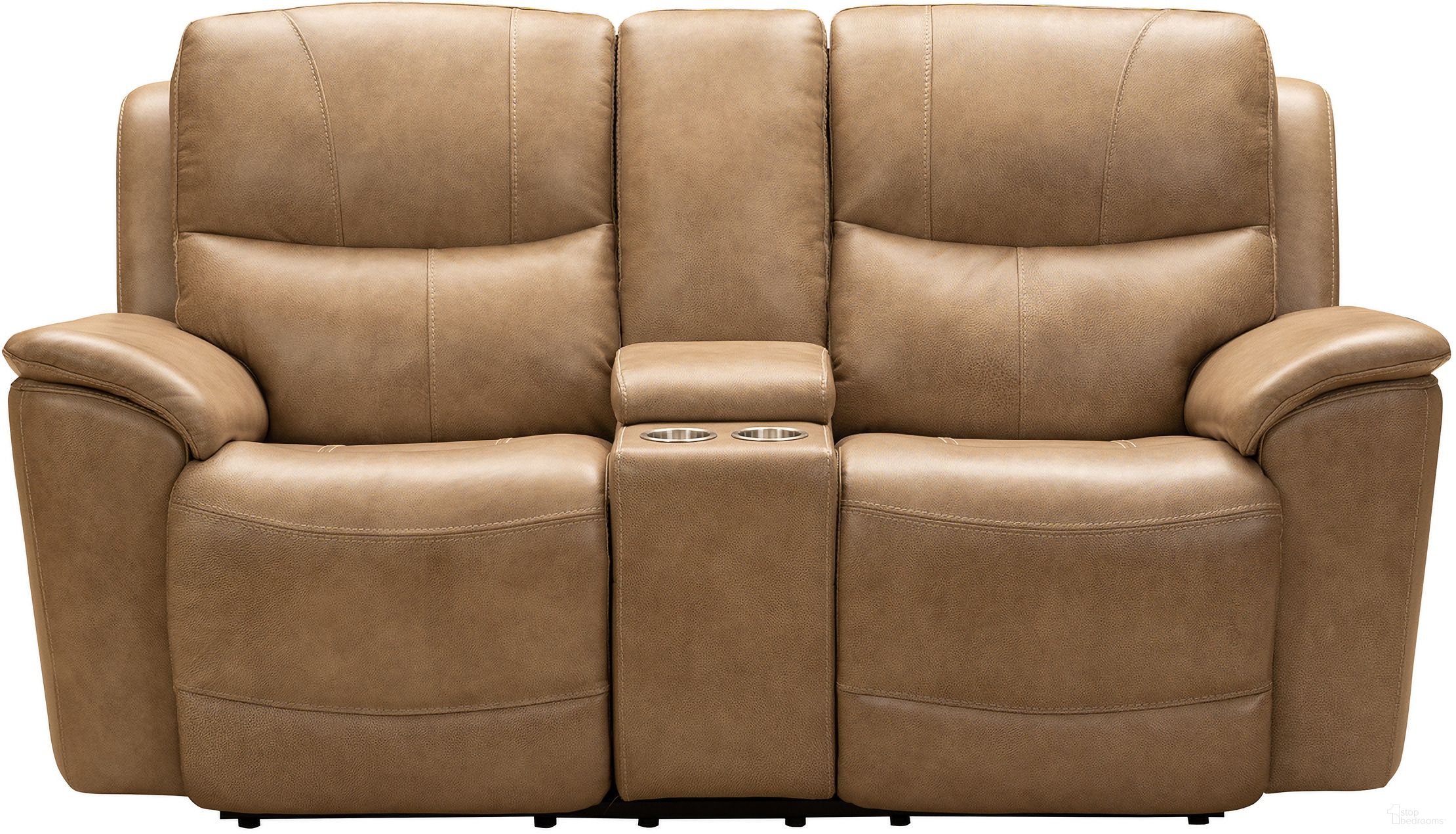 The appearance of Kaden Power Reclining Console Loveseat with Power Head Rests and Power Lumbar In Taupe designed by BarcaLounger in the modern / contemporary interior design. This taupe piece of furniture  was selected by 1StopBedrooms from Kaden Collection to add a touch of cosiness and style into your home. Sku: 24PHL3665372282. Material: Leather.