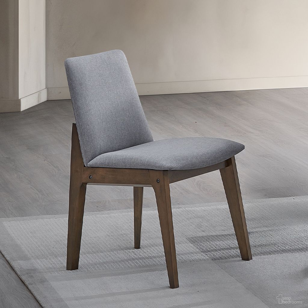 Kaela Side Chair Set of 2 In Walnut and Light Gray