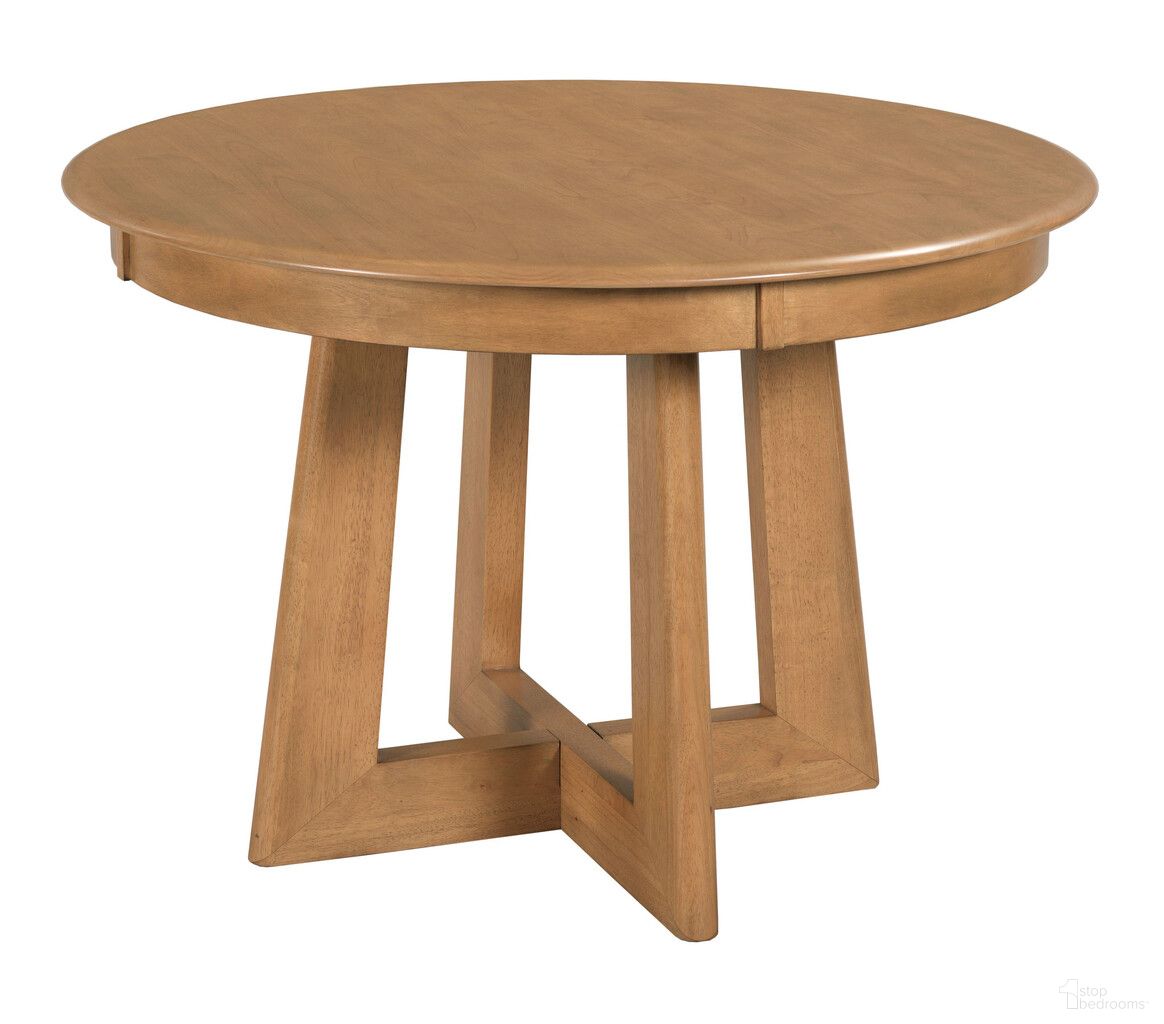 The appearance of Kafe 44 Inch Round Pedestal Table In Cappuccino designed by Kincaid in the transitional interior design. This cappuccino piece of furniture was selected by 1StopBedrooms from Kafe Collection to add a touch of cosiness and style into your home. Sku: 317-707C. Table Base Style: Trestle. Table Top Shape: Round. Size: 44". Material: Alder Solid.