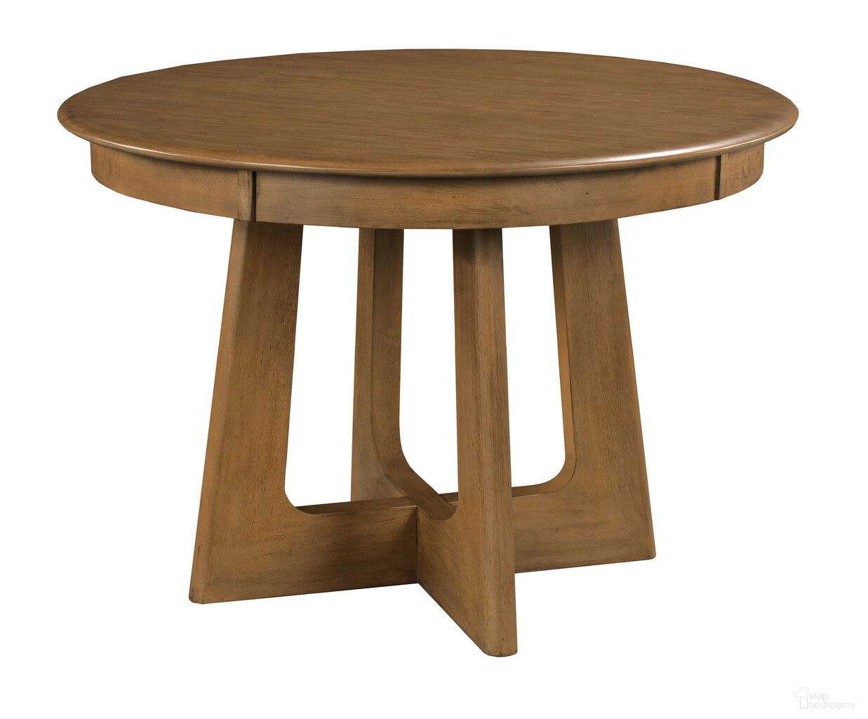 The appearance of Kafe 44 Inch Round Pedestal Table In Latte designed by Kincaid in the transitional interior design. This latte piece of furniture was selected by 1StopBedrooms from Kafe Collection to add a touch of cosiness and style into your home. Sku: 317-707L. Table Base Style: Trestle. Table Top Shape: Round. Size: 44". Material: Alder Solid.