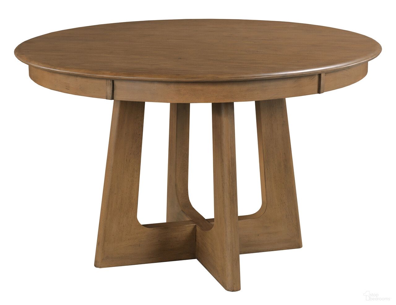 The appearance of Kafe 54 Inch Round Pedestal Table In Latte designed by Kincaid in the transitional interior design. This latte piece of furniture was selected by 1StopBedrooms from Kafe Collection to add a touch of cosiness and style into your home. Sku: 317-708L. Table Base Style: Trestle. Table Top Shape: Round. Size: 54". Material: Alder Solid.