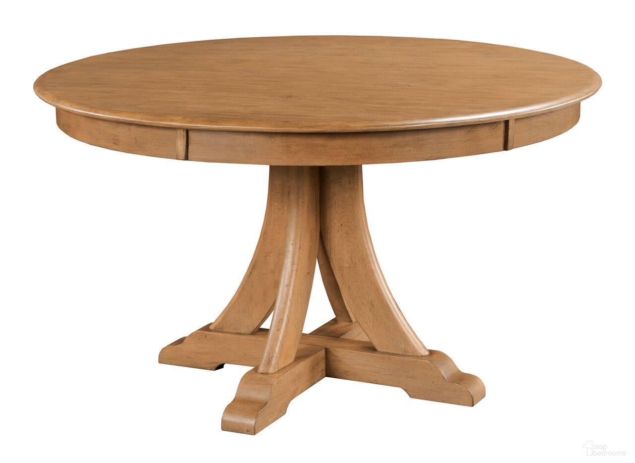 The appearance of Kafe 54 Inch Round Quad Table In Cappuccino designed by Kincaid in the transitional interior design. This cappuccino piece of furniture was selected by 1StopBedrooms from Kafe Collection to add a touch of cosiness and style into your home. Sku: 317-706C. Table Base Style: Pedestal. Table Top Shape: Round. Size: 54". Material: Alder Solid.
