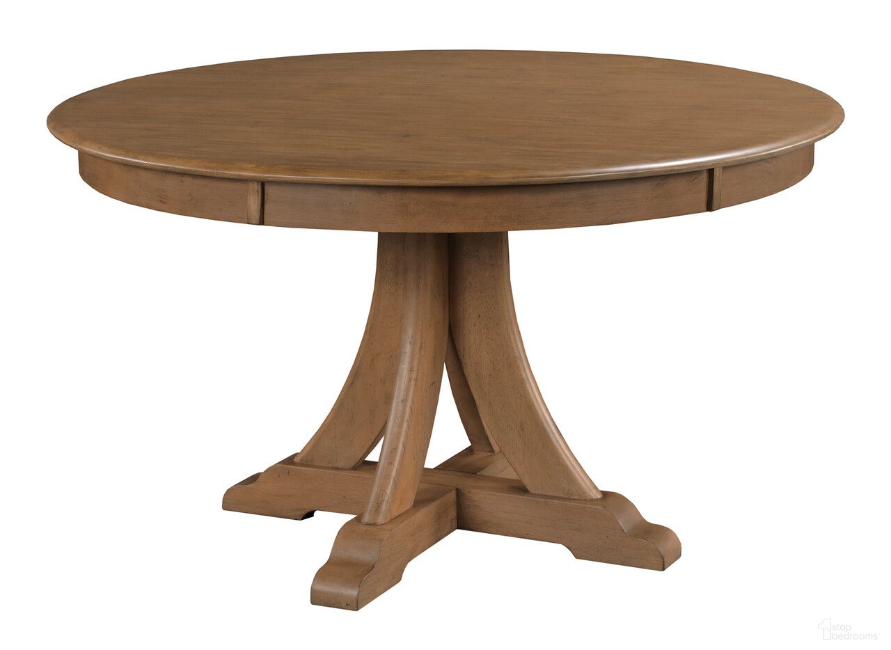 The appearance of Kafe 54 Inch Round Quad Table In Latte designed by Kincaid in the transitional interior design. This latte piece of furniture  was selected by 1StopBedrooms from Kafe Collection to add a touch of cosiness and style into your home. Sku: 317-706L. Table Base Style: Pedestal. Table Top Shape: Round. Size: 54". Material: Alder Solid.