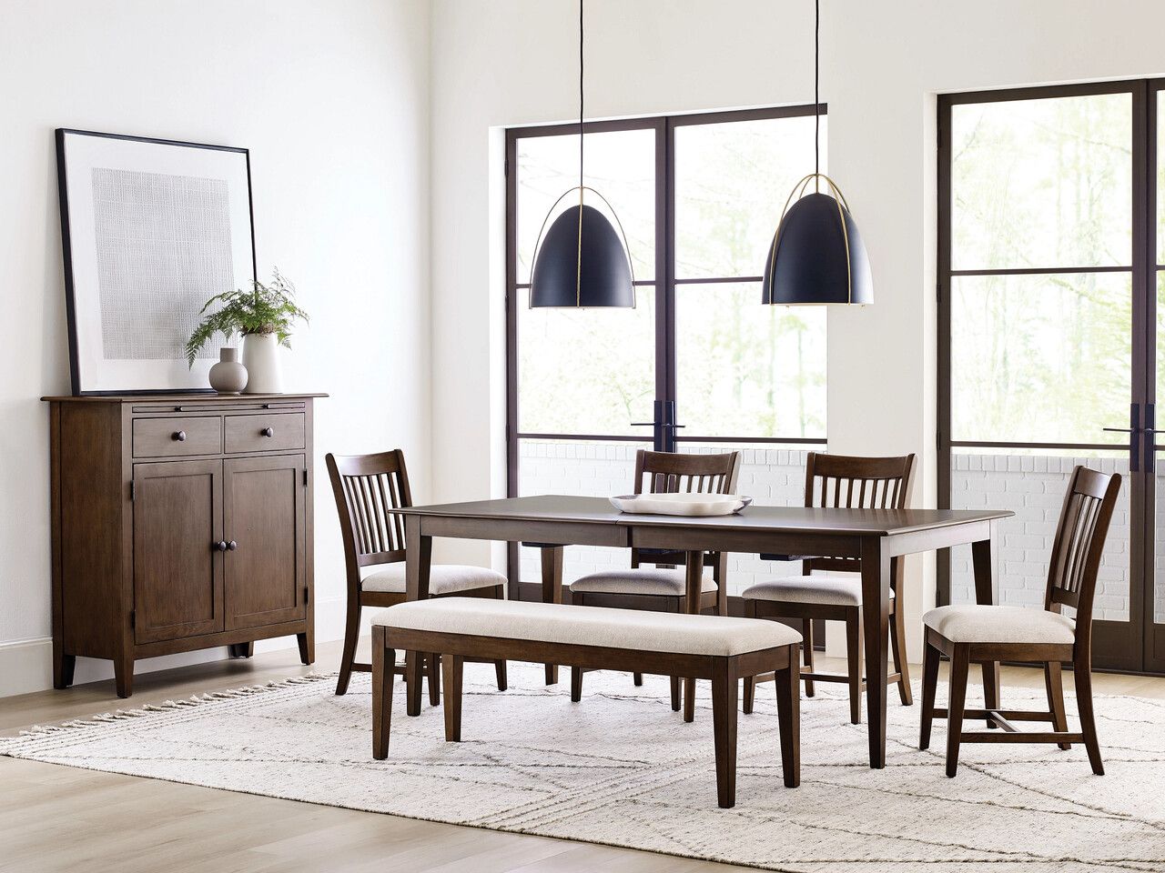 Kafe 80 Inch Rectangular Leg Dining Room Set In Mocha