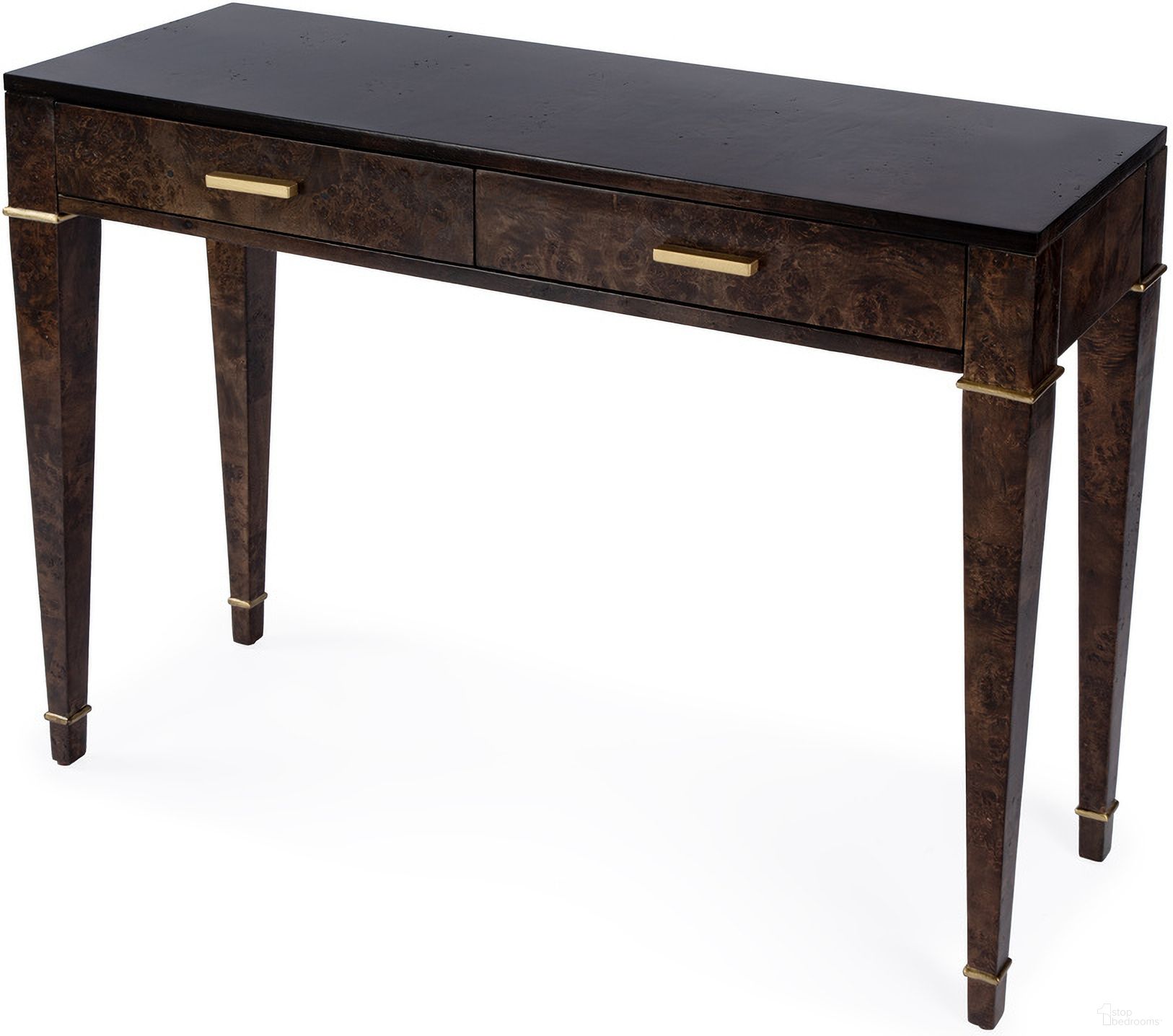 Kai 2 Drawer 45 Inch Burl Wood Console Table In Dark Brown