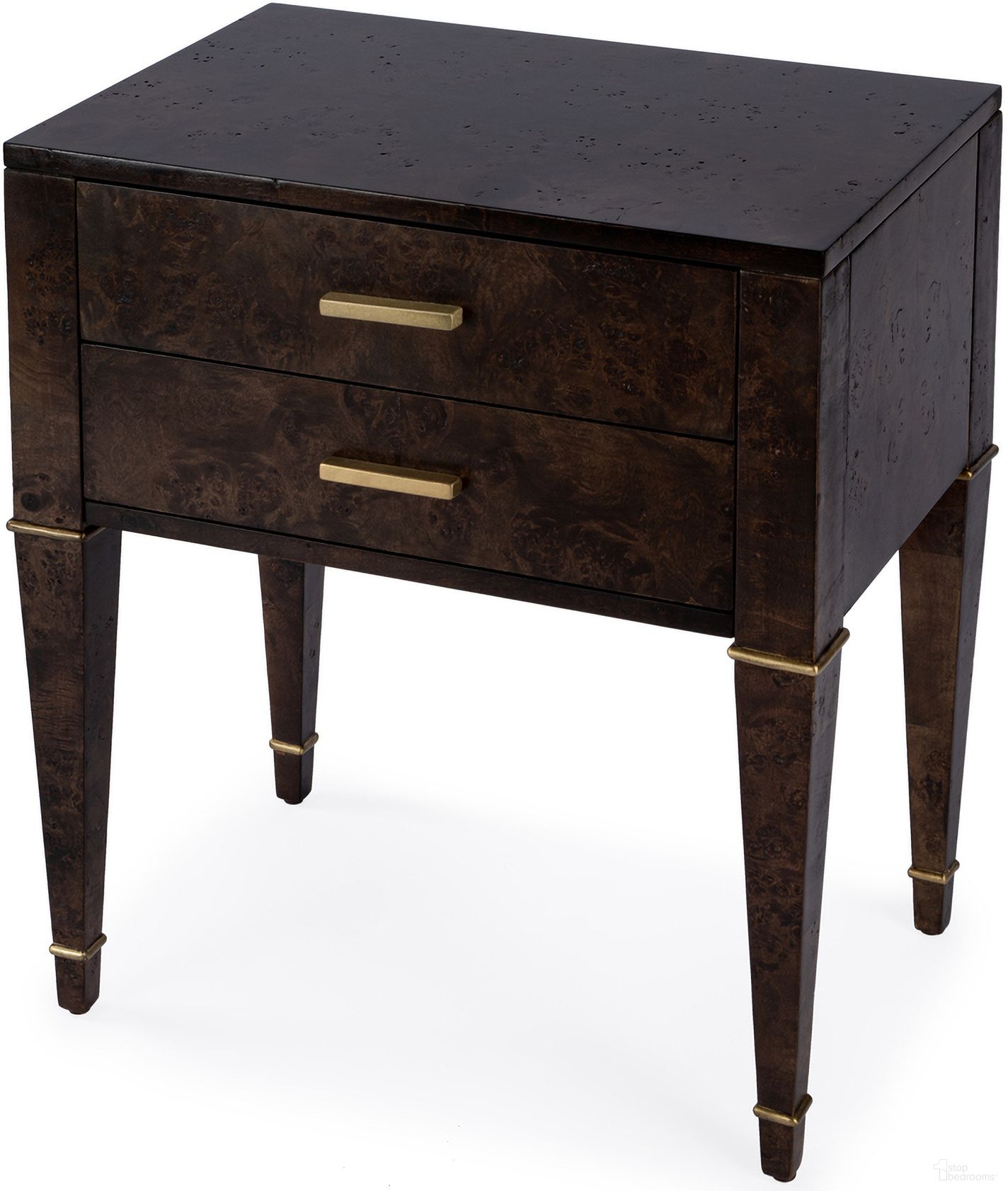 The appearance of Kai 2 Drawer End Table In Dark Brown designed by Butler Specialty Company in the modern / contemporary interior design. This dark brown piece of furniture  was selected by 1StopBedrooms from Kai Collection to add a touch of cosiness and style into your home. Sku: 5713446. Material: Poplar.