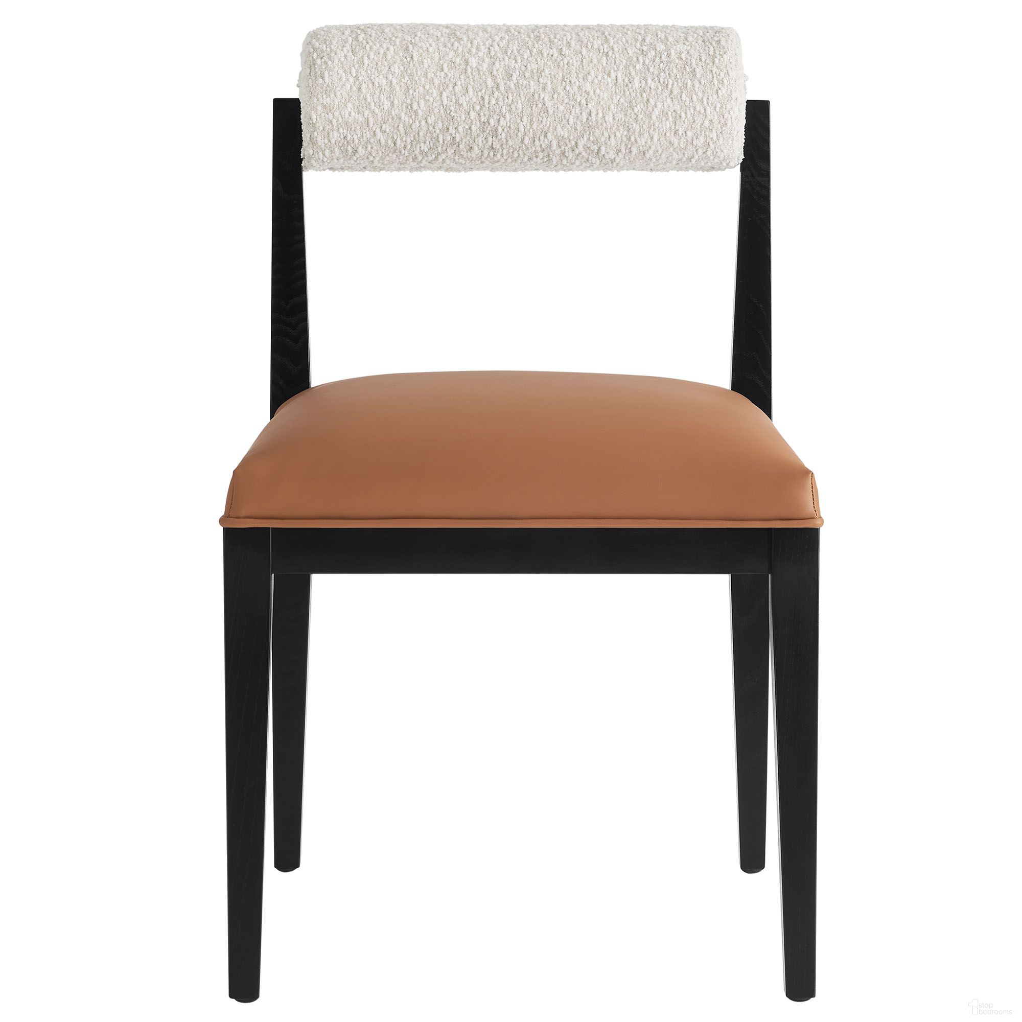 The appearance of Kai Boucle and Vegan Leather Dining Chair In Pearl and Black designed by Modway in the modern / contemporary interior design. This pearl/black piece of furniture  was selected by 1StopBedrooms from Kai Collection to add a touch of cosiness and style into your home. Sku: EEI-6992-PRL-TAN-BLK. Material: Boucle. Chair Type: Side Chair.