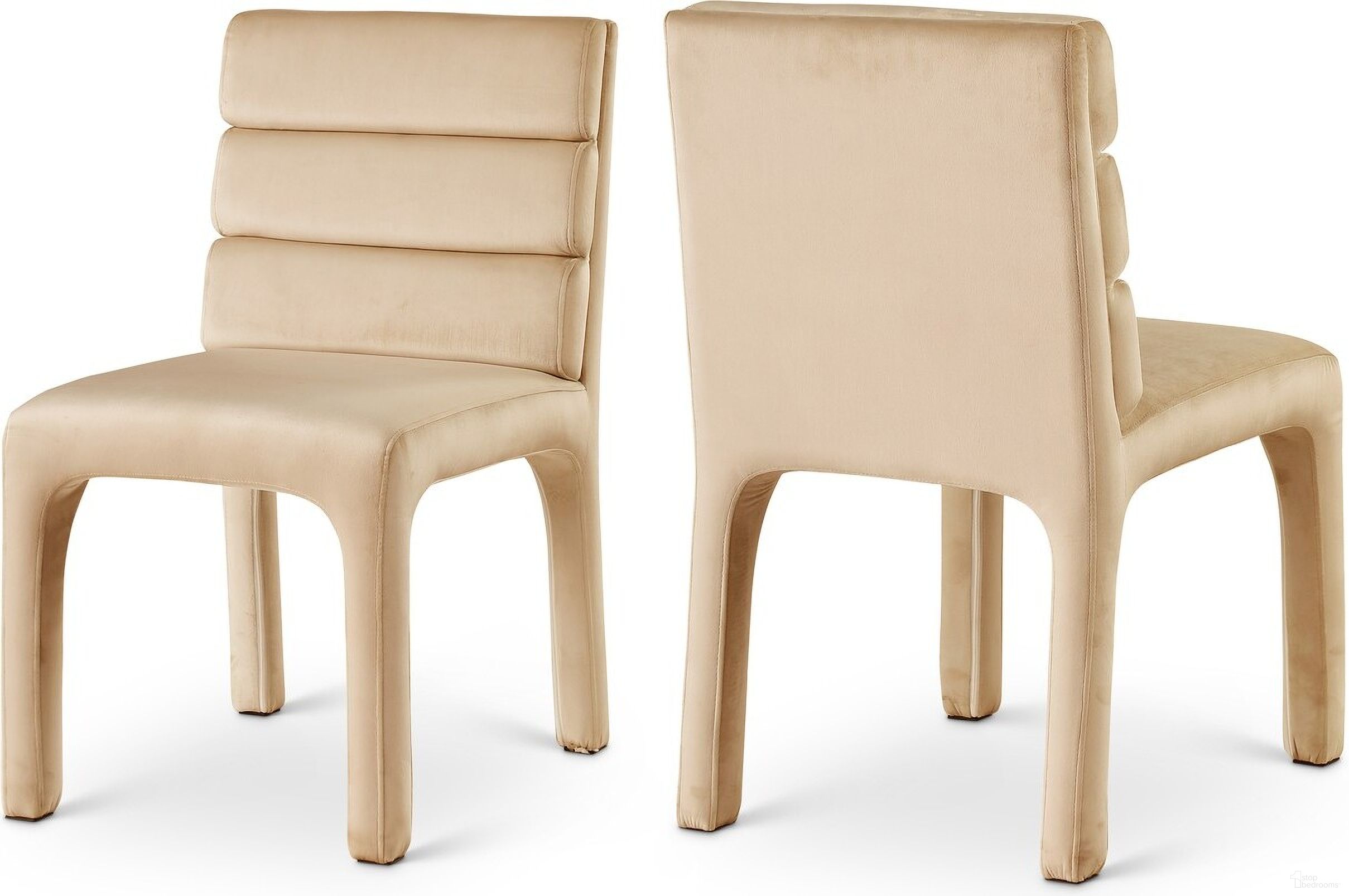 Kai Velvet Dining Chair Set of 2 In Cognac