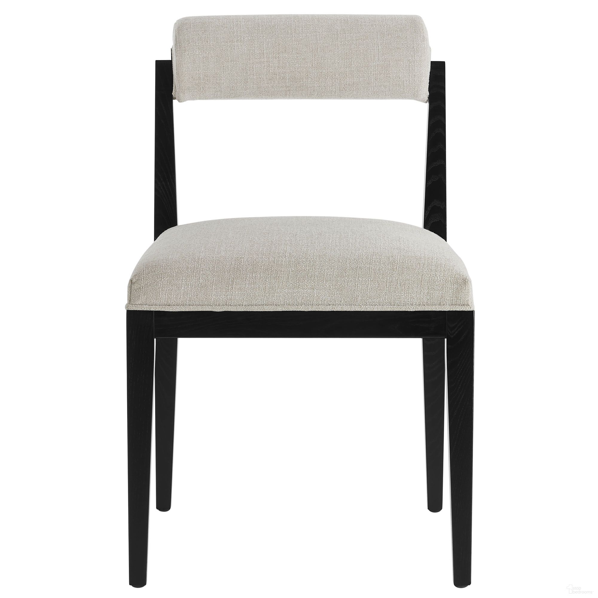 Kai Fabric Dining Chair In Linen and Black