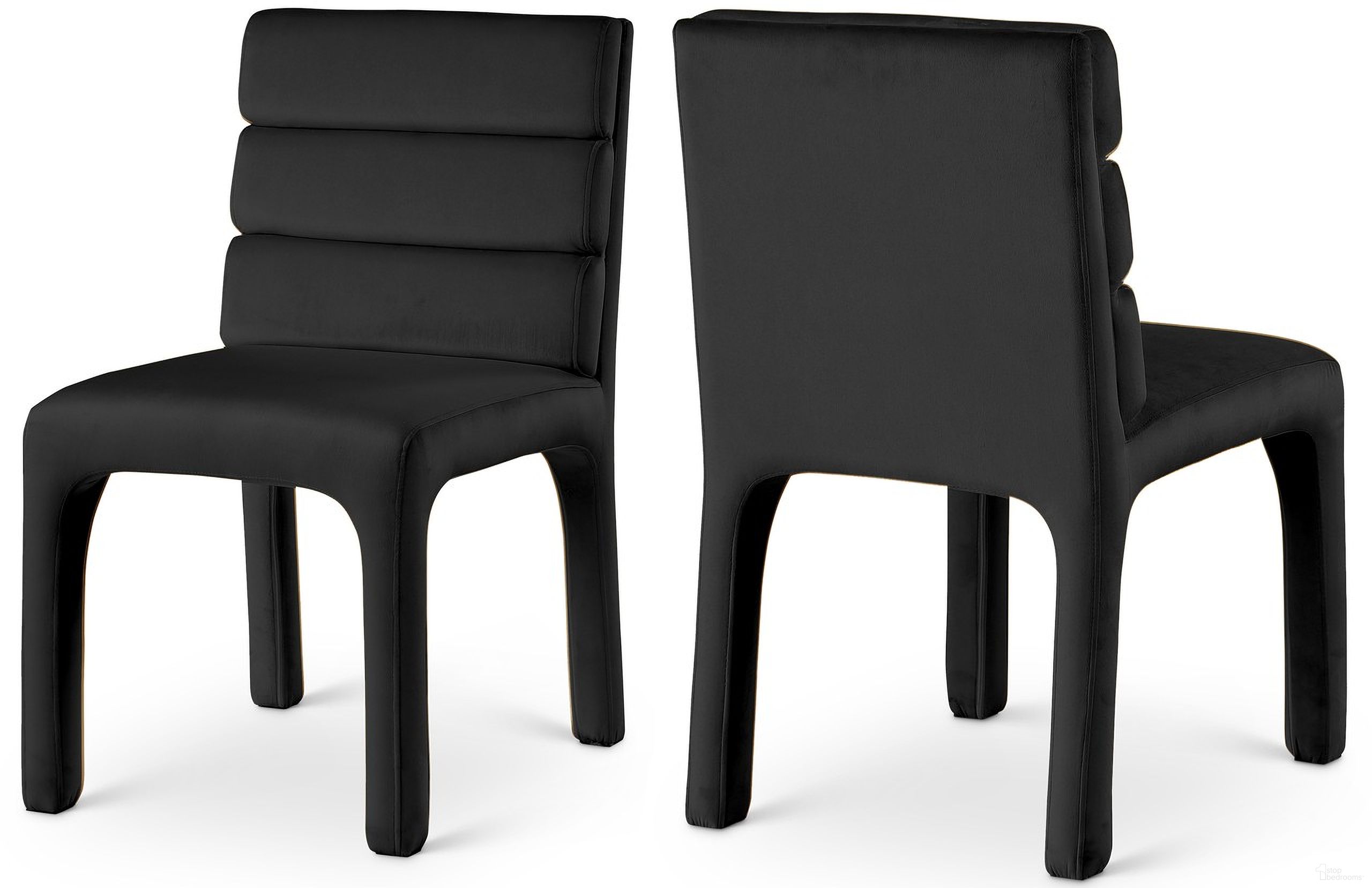 Kai Velvet Dining Chair Set of 2 In Black