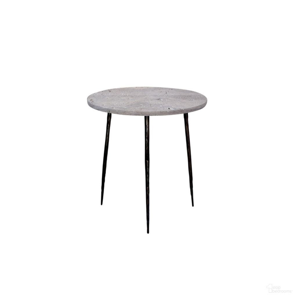 The appearance of Kaii Medium End Table Hammered Edge/Black Iron Legs In Grey designed by Mobital in the modern / contemporary interior design. This grey piece of furniture  was selected by 1StopBedrooms from Kaii Collection to add a touch of cosiness and style into your home. Sku: WEN-KAII-GRSS-MEDIU. Material: Marble.