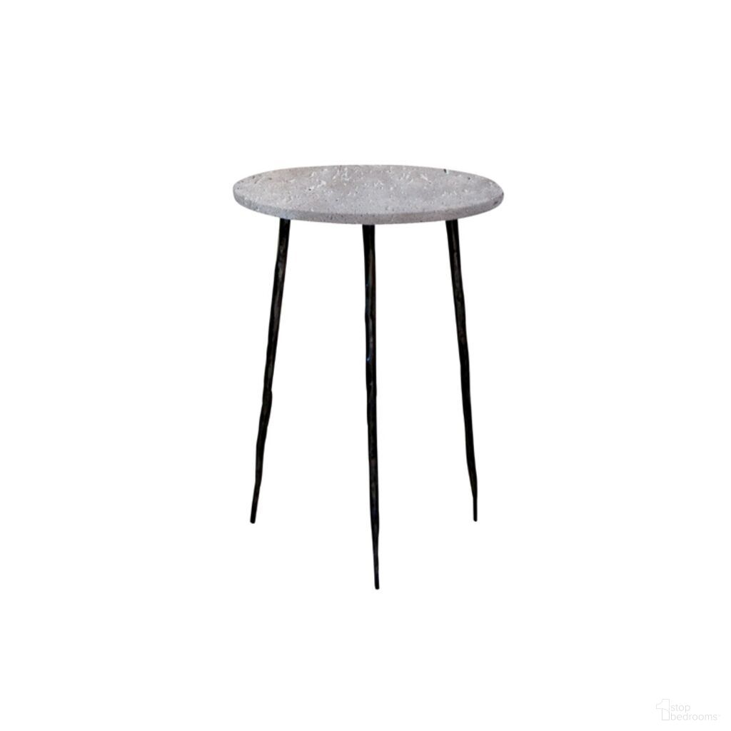 The appearance of Kaii Tall End Table Hammered Edge/Black Iron Legs In Grey designed by Mobital in the modern / contemporary interior design. This grey piece of furniture  was selected by 1StopBedrooms from Kaii Collection to add a touch of cosiness and style into your home. Sku: WEN-KAII-GRSS-TALL. Material: Marble.