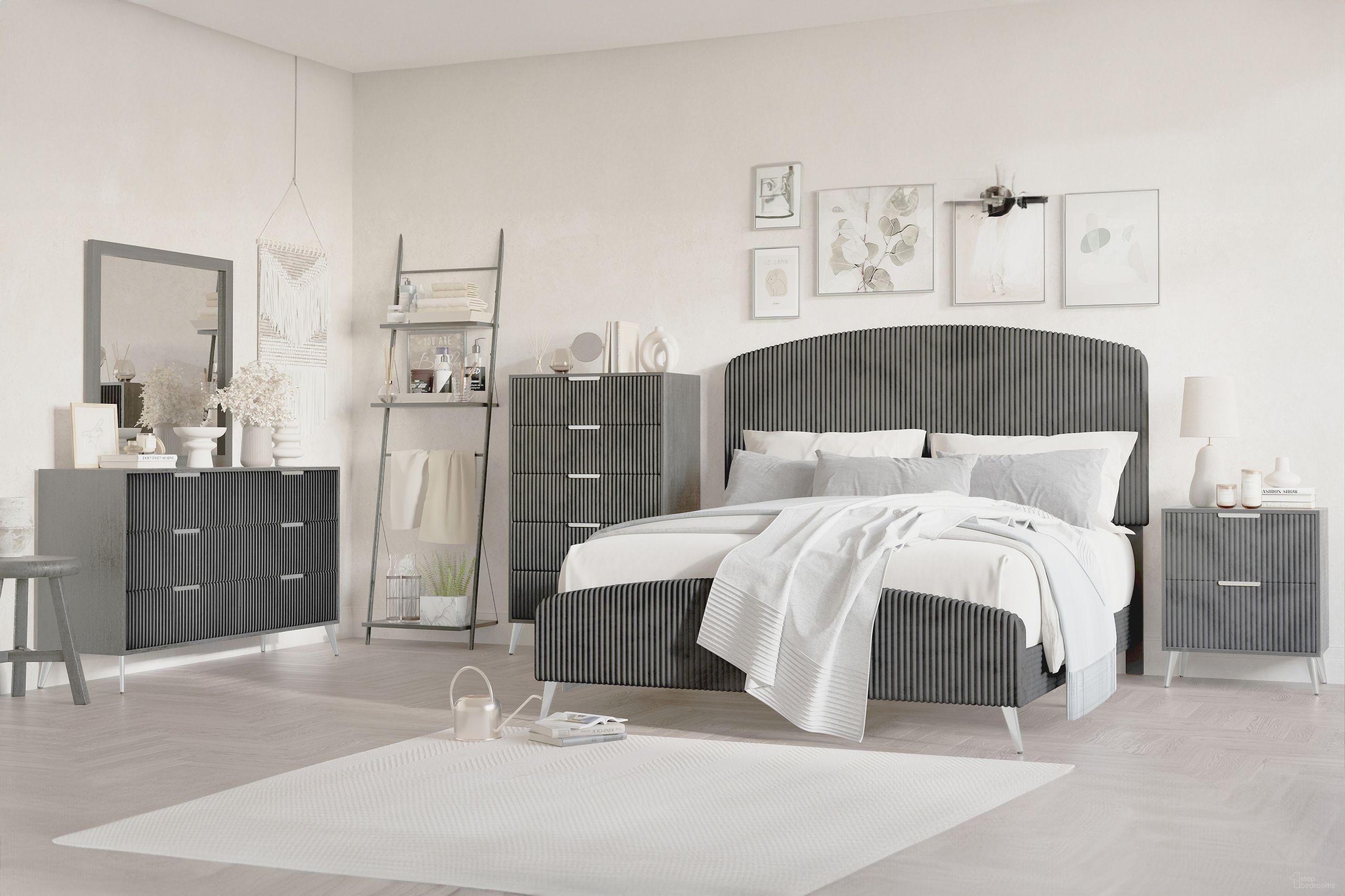 The appearance of Kailani Queen Bed In Gray designed by New Classic in the modern / contemporary interior design. This gray piece of furniture was selected by 1StopBedrooms from Kailani Collection to add a touch of cosiness and style into your home. Sku: B4378G-315;B4378G-335. Material: Wood. Bed Size: Queen. Bed Type: Upholstered Bed.
