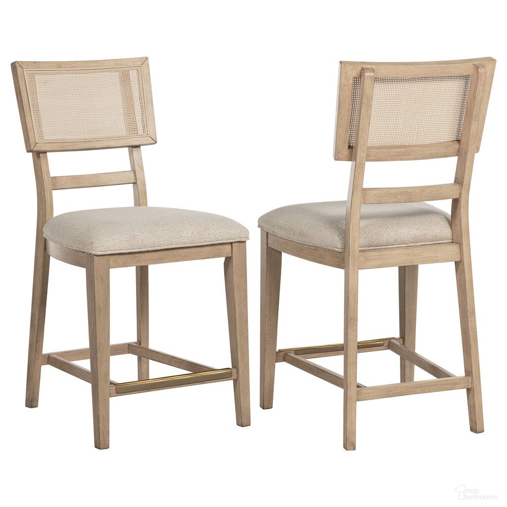 The appearance of Kailani Rattan Cane Counter Side Chair Set of 2 In Beige Oak designed by Coaster in the coastal interior design. This beige oak piece of furniture  was selected by 1StopBedrooms from Kailani Collection to add a touch of cosiness and style into your home. Sku: 109389. Material: Polyester.
