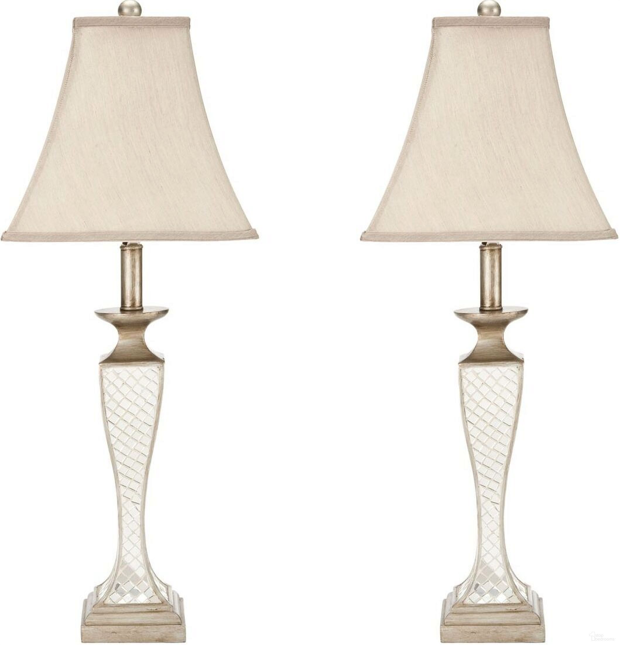 The appearance of Kailey Silver 28 Inch Glass Lattice Lamp Set of 2 designed by Safavieh in the traditional interior design. This silver piece of furniture  was selected by 1StopBedrooms from Safavieh LIT Collection to add a touch of cosiness and style into your home. Sku: LIT4002A-SET2. Material: Resin.