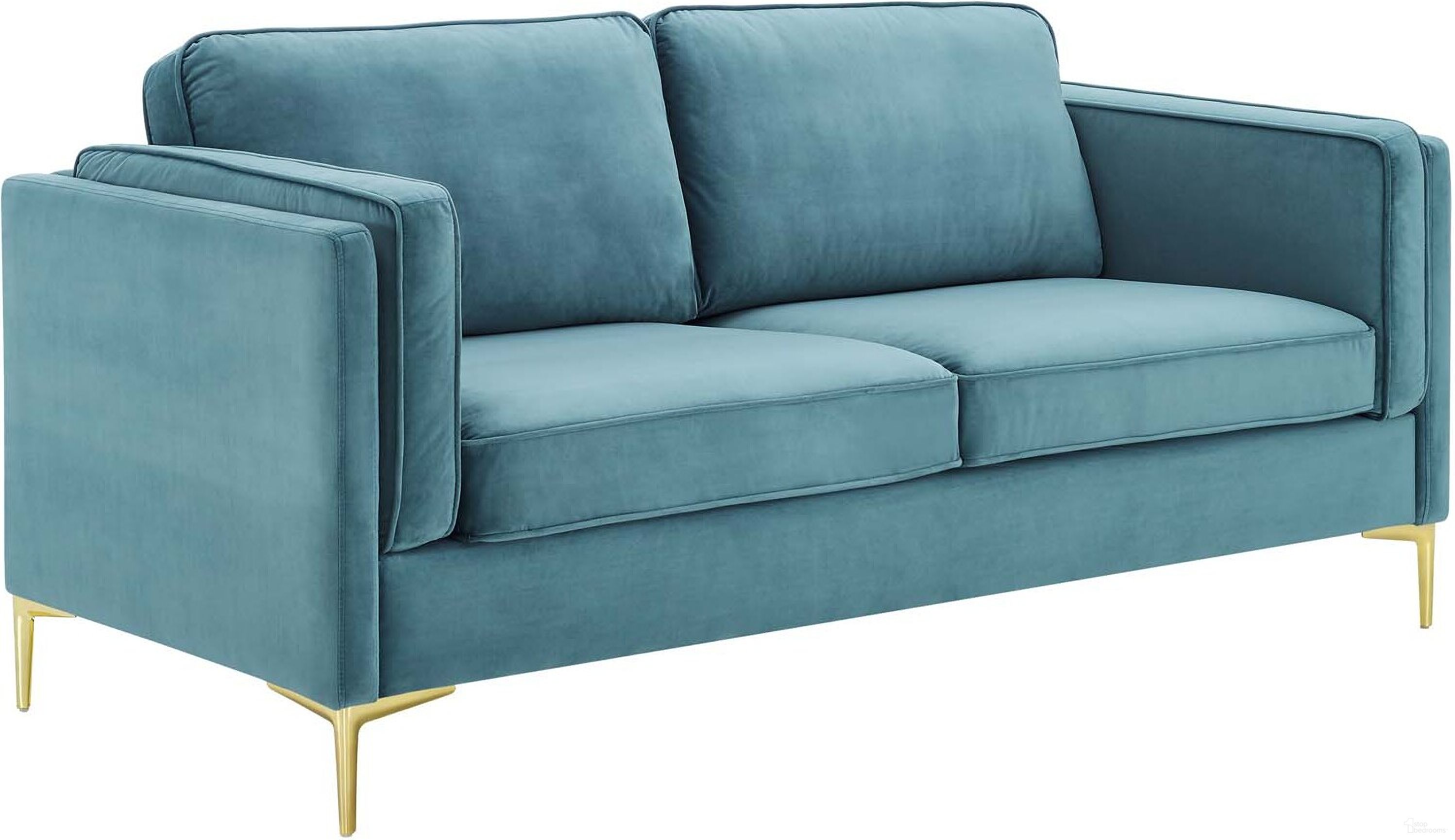 Kaiya Performance Velvet Sofa In Sea Blue