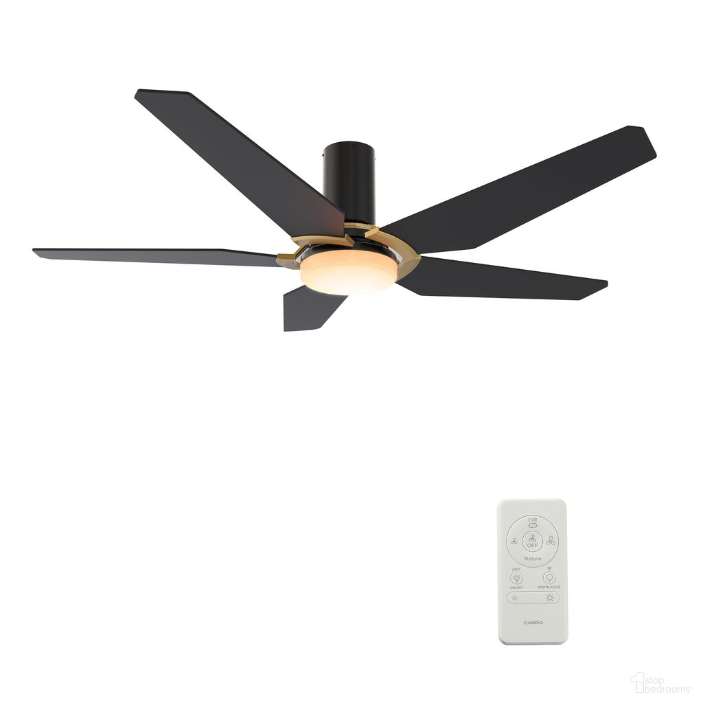 Kaj 48 Inch 5-Blade Flush Mount Smart Ceiling Fan with LED Light and Remote In Black and Gold