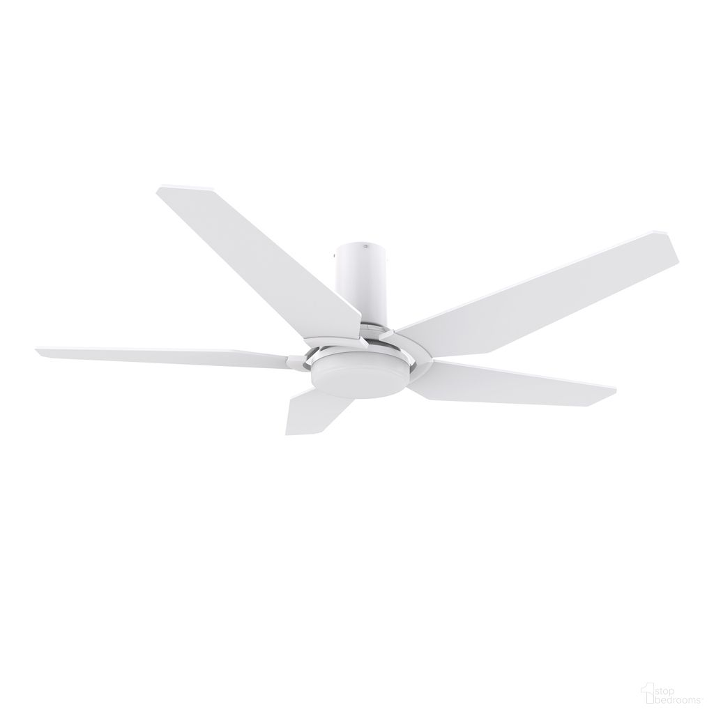 Kaj 48 Inch 5-Blade Flush Mount Smart Ceiling Fan with LED Light and Remote In White