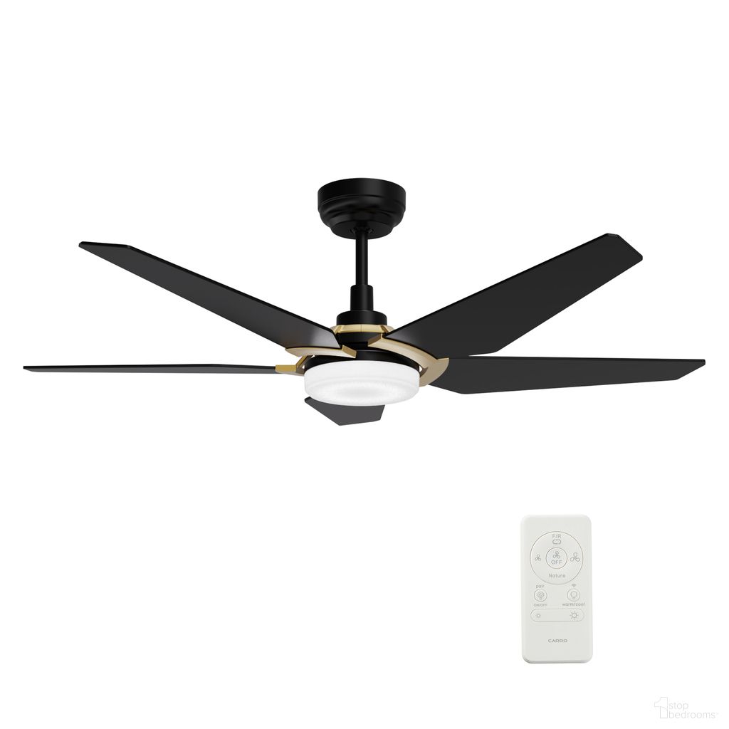Kaj 52 Inch 5-Blade Smart Ceiling Fan with LED Light and Remote In Black and Gold