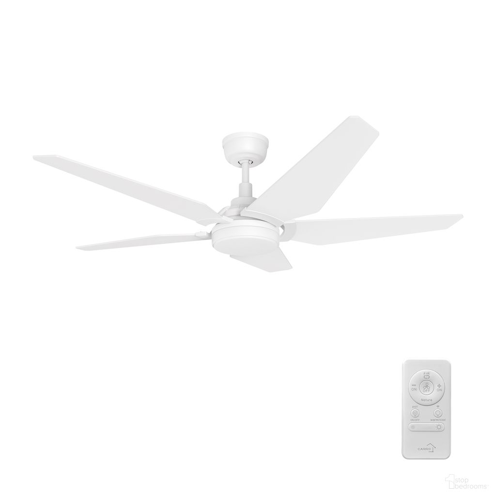 Kaj 52 Inch 5-Blade Smart Ceiling Fan with LED Light and Remote In White