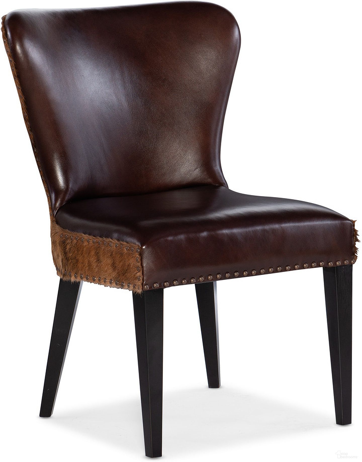 The appearance of Kale Accent Chair With Dark Brindle Hoh designed by Hooker in the traditional interior design. This brown piece of furniture was selected by 1StopBedrooms from CC Collection to add a touch of cosiness and style into your home. Sku: DC102-089. Material: Leather. Chair Type: Side Chair.