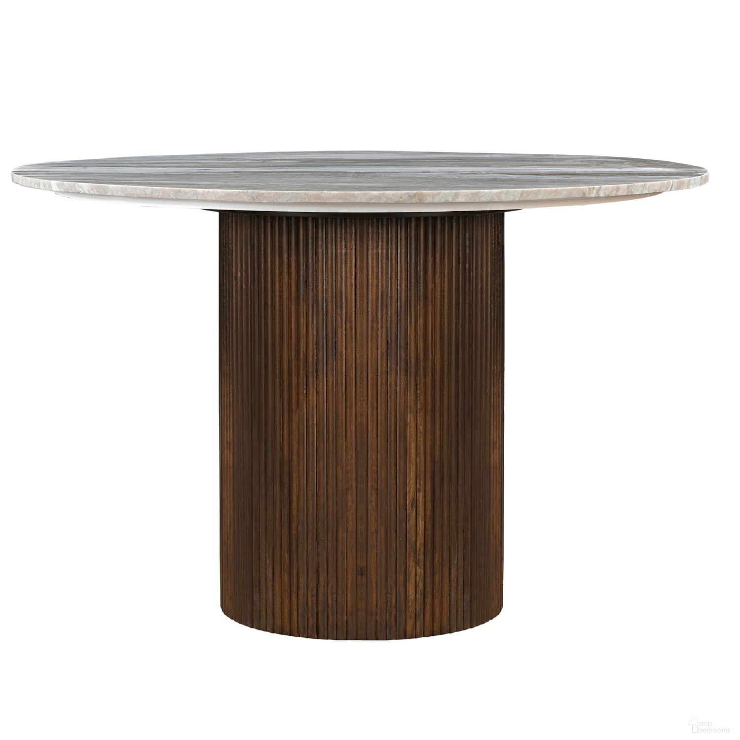 The appearance of Kaleidoscope Pedestal Table Set In Aged Whiskey designed by Liberty in the transitional interior design. This aged whiskey piece of furniture  was selected by 1StopBedrooms from Kaleidoscope Collection to add a touch of cosiness and style into your home. Sku: 4000-P4747;4000-T4747. Table Base Style: Pedestal. Table Top Shape: Round. Size: 47". Material: Mango.