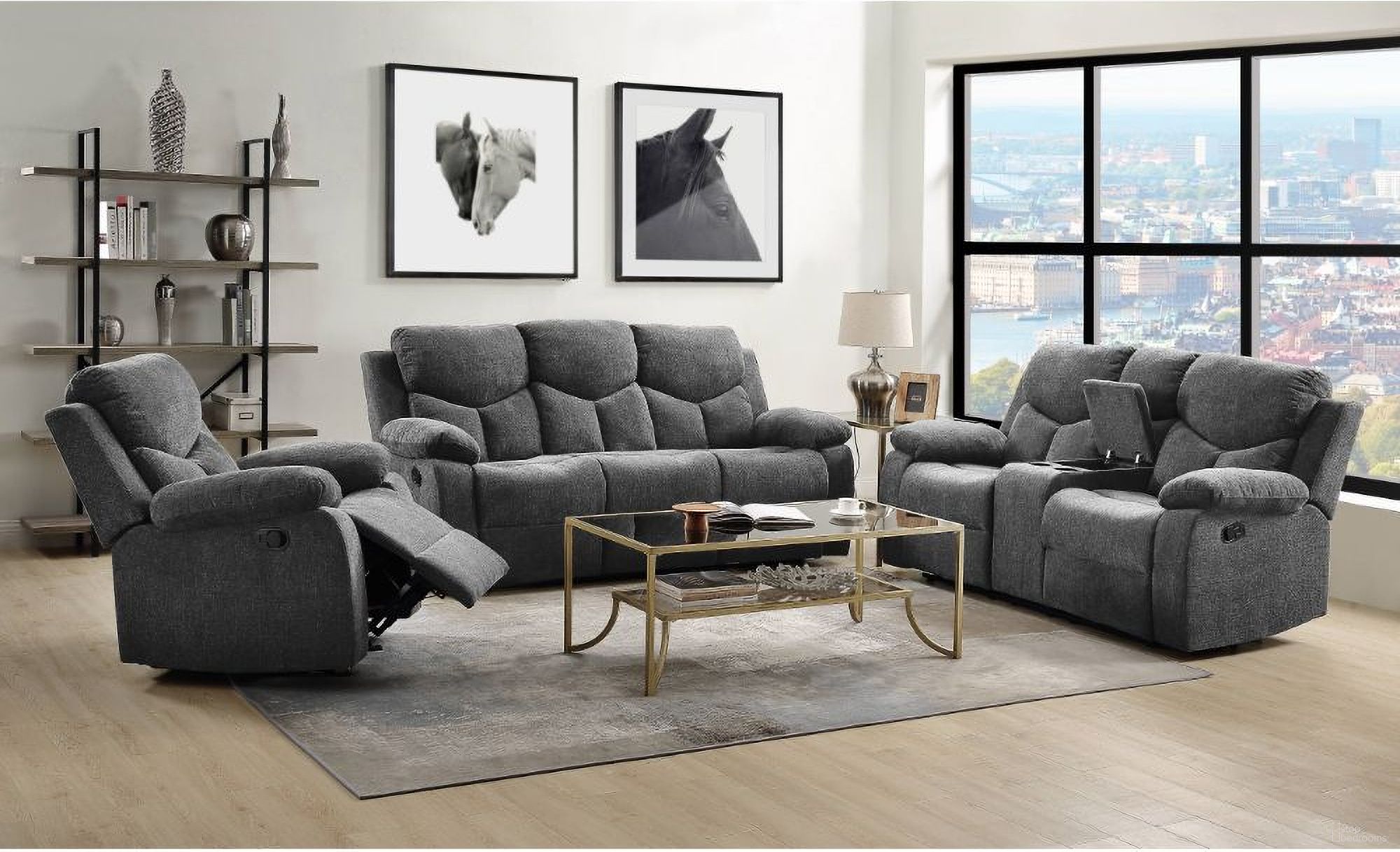 The appearance of Kalen Motion Living Room Set In Gray Chenille designed by ACME in the modern / contemporary interior design. This grey piece of furniture was selected by 1StopBedrooms from Kalen Collection to add a touch of cosiness and style into your home. Sku: 55440;55443. Material: Wood.