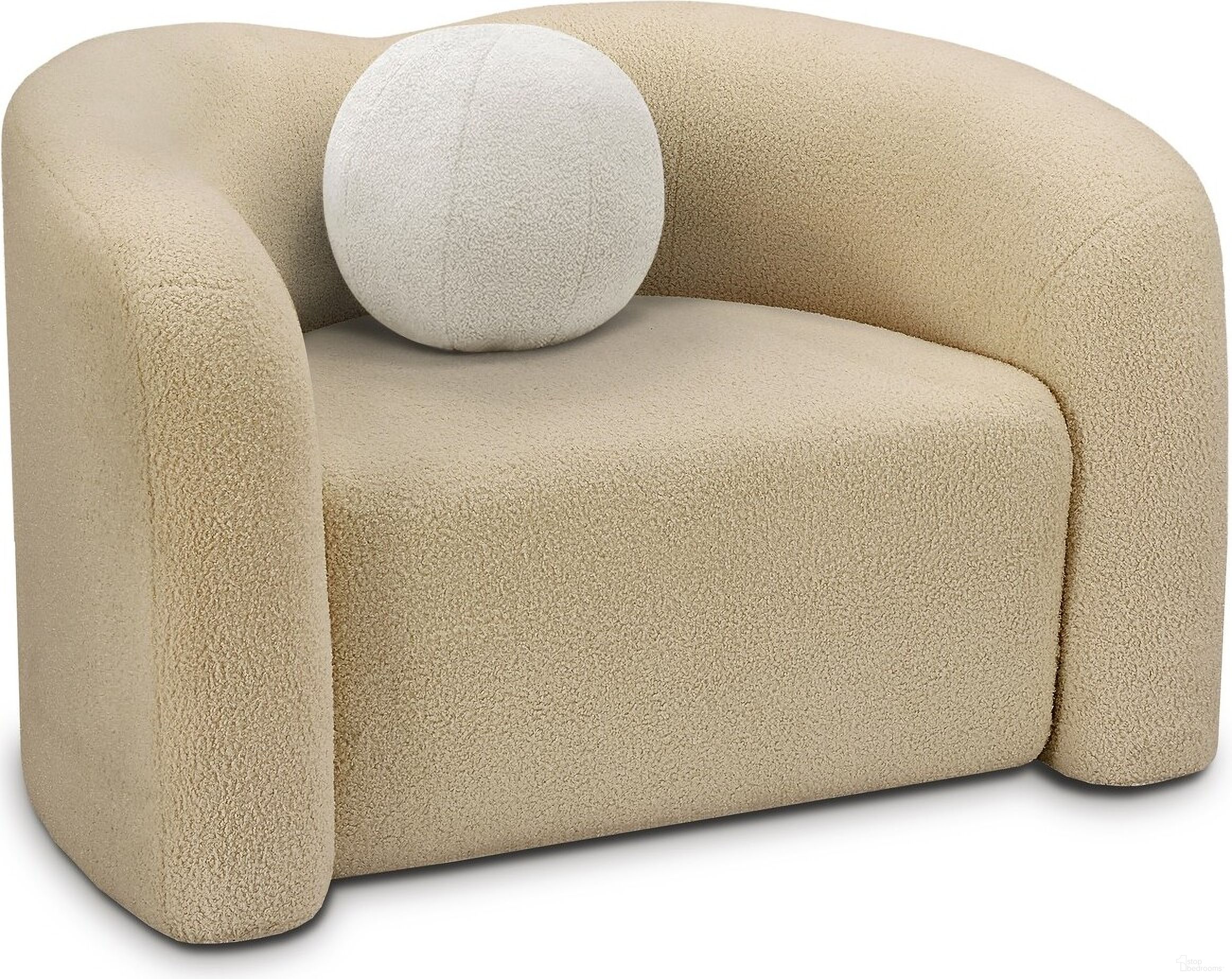 Kali Faux Shearling Teddy Fabric Chair In Beige