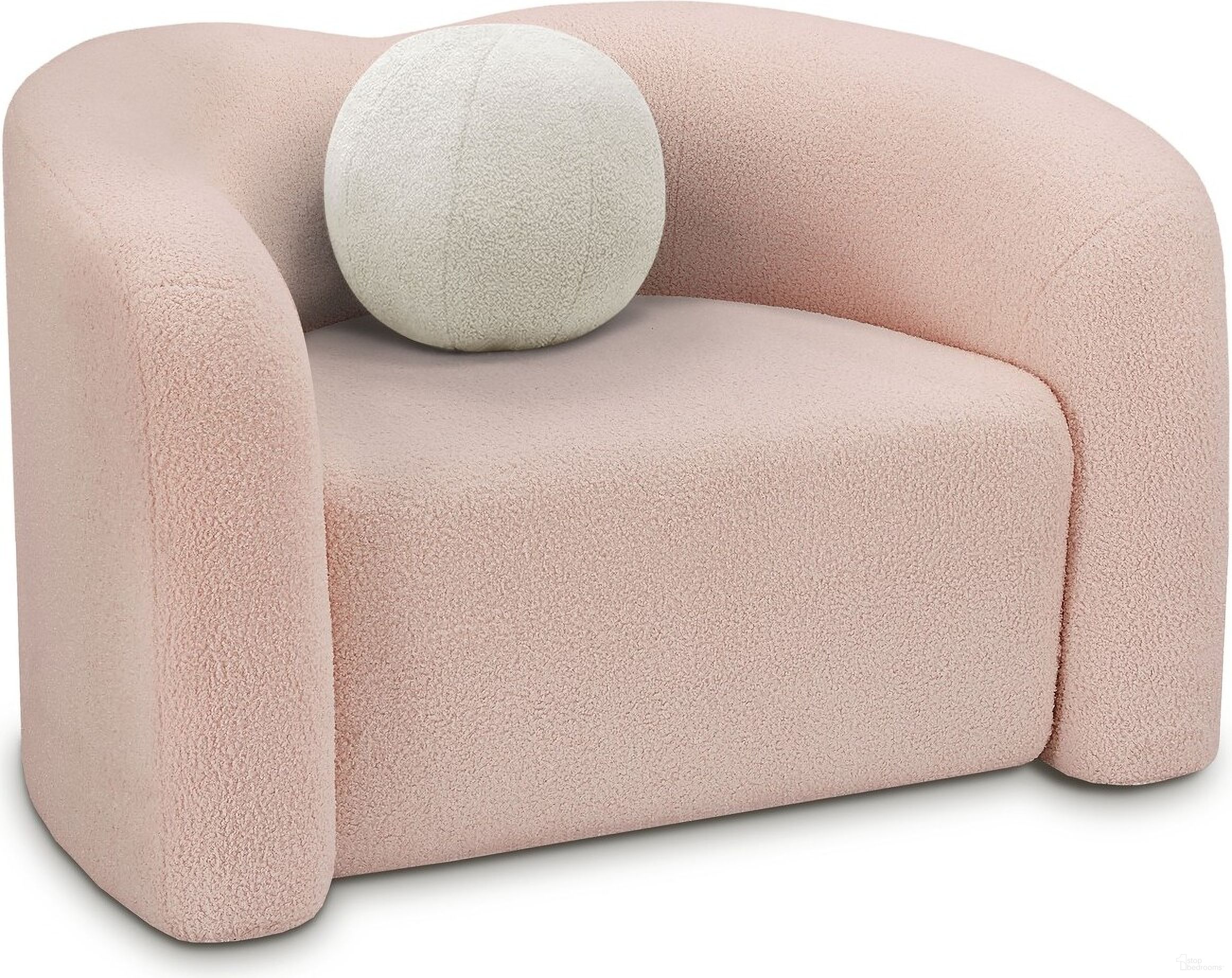 The appearance of Kali Faux Shearling Teddy Fabric Chair In Pink designed by Meridian in the modern / contemporary interior design. This pink piece of furniture  was selected by 1StopBedrooms from Kali Collection to add a touch of cosiness and style into your home. Sku: 186Pink-C. Material: Wood.