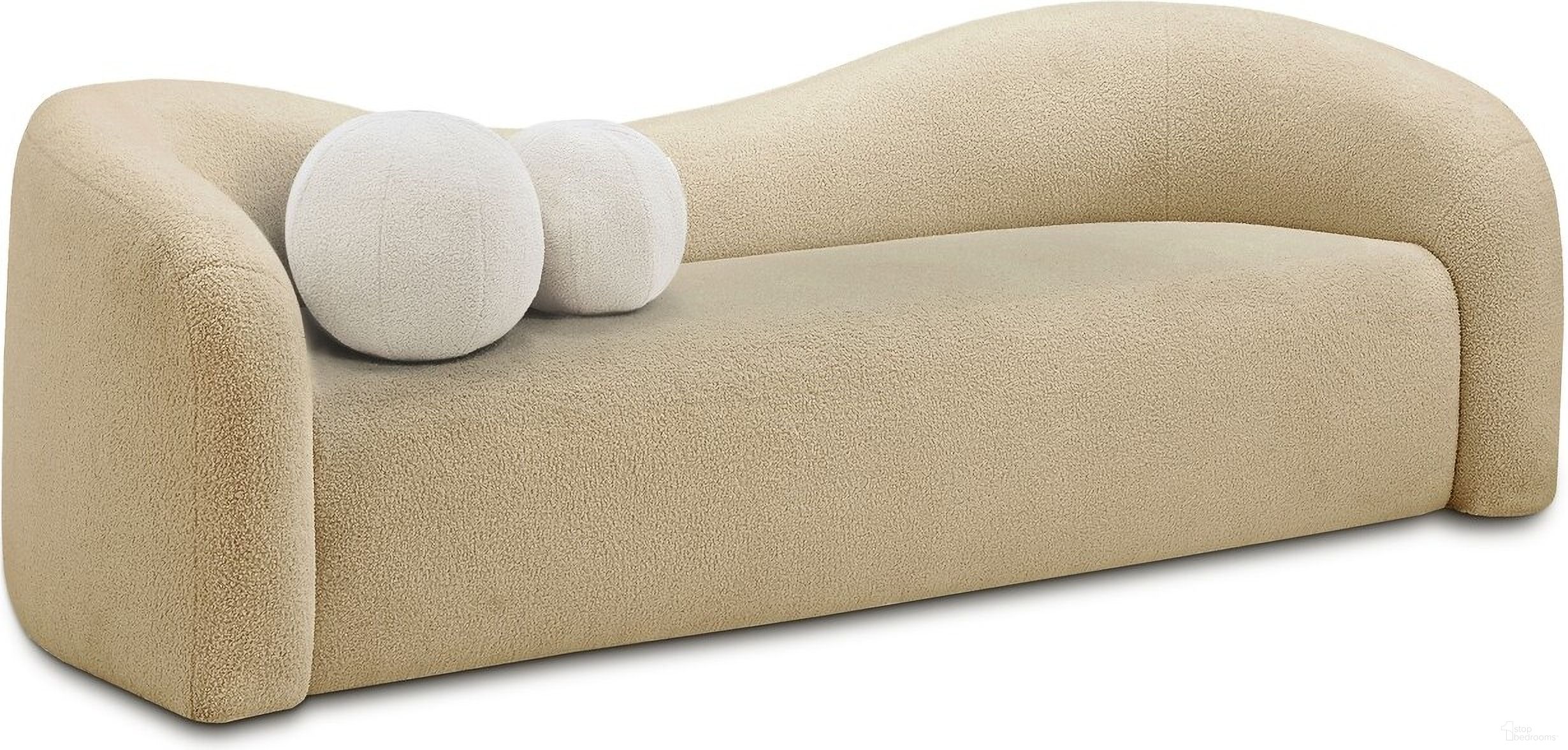 Kali Faux Shearling Teddy Fabric Sofa In Beige