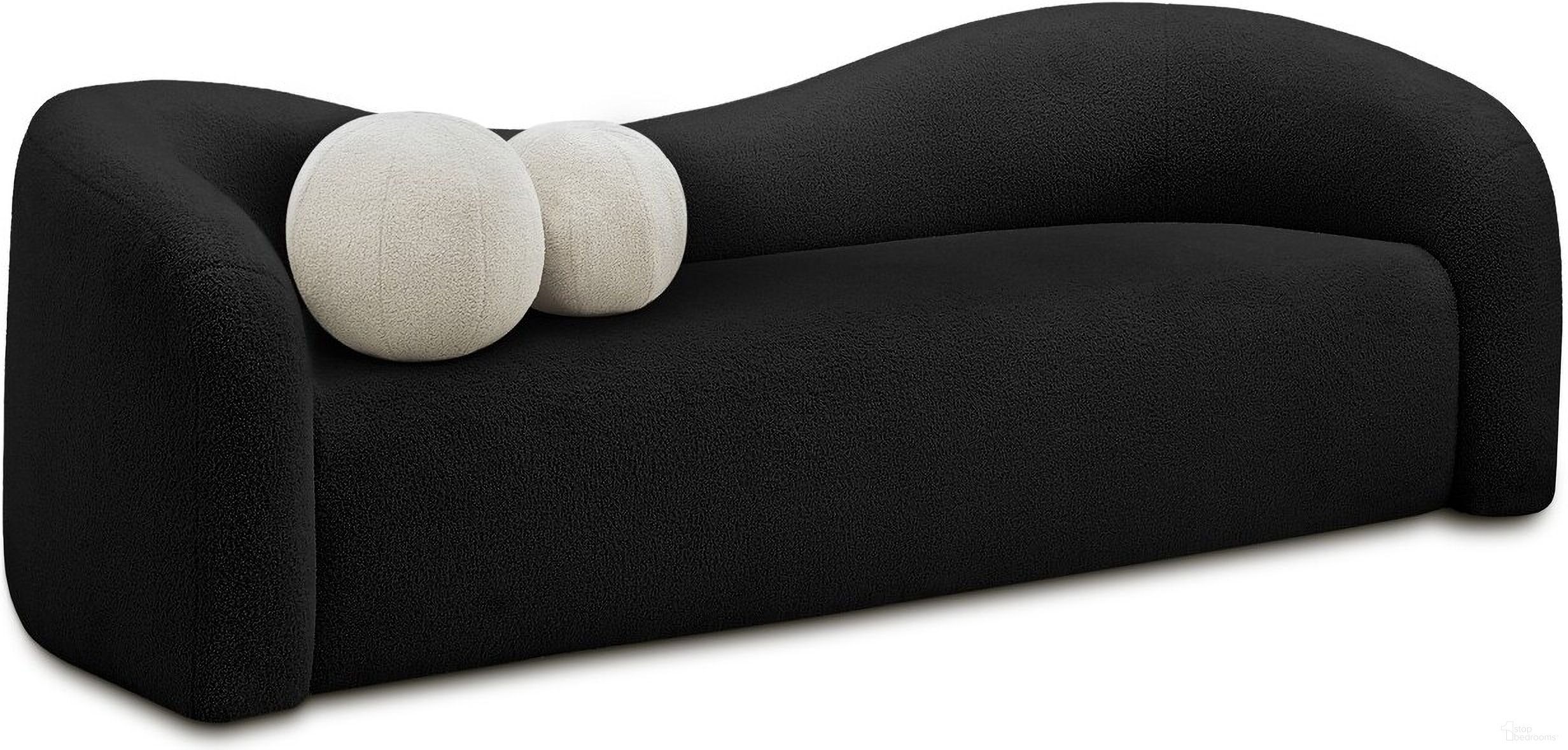 The appearance of Kali Faux Shearling Teddy Fabric Sofa In Black designed by Meridian in the modern / contemporary interior design. This black piece of furniture was selected by 1StopBedrooms from Kali Collection to add a touch of cosiness and style into your home. Sku: 186Black-S. Material: Wood.