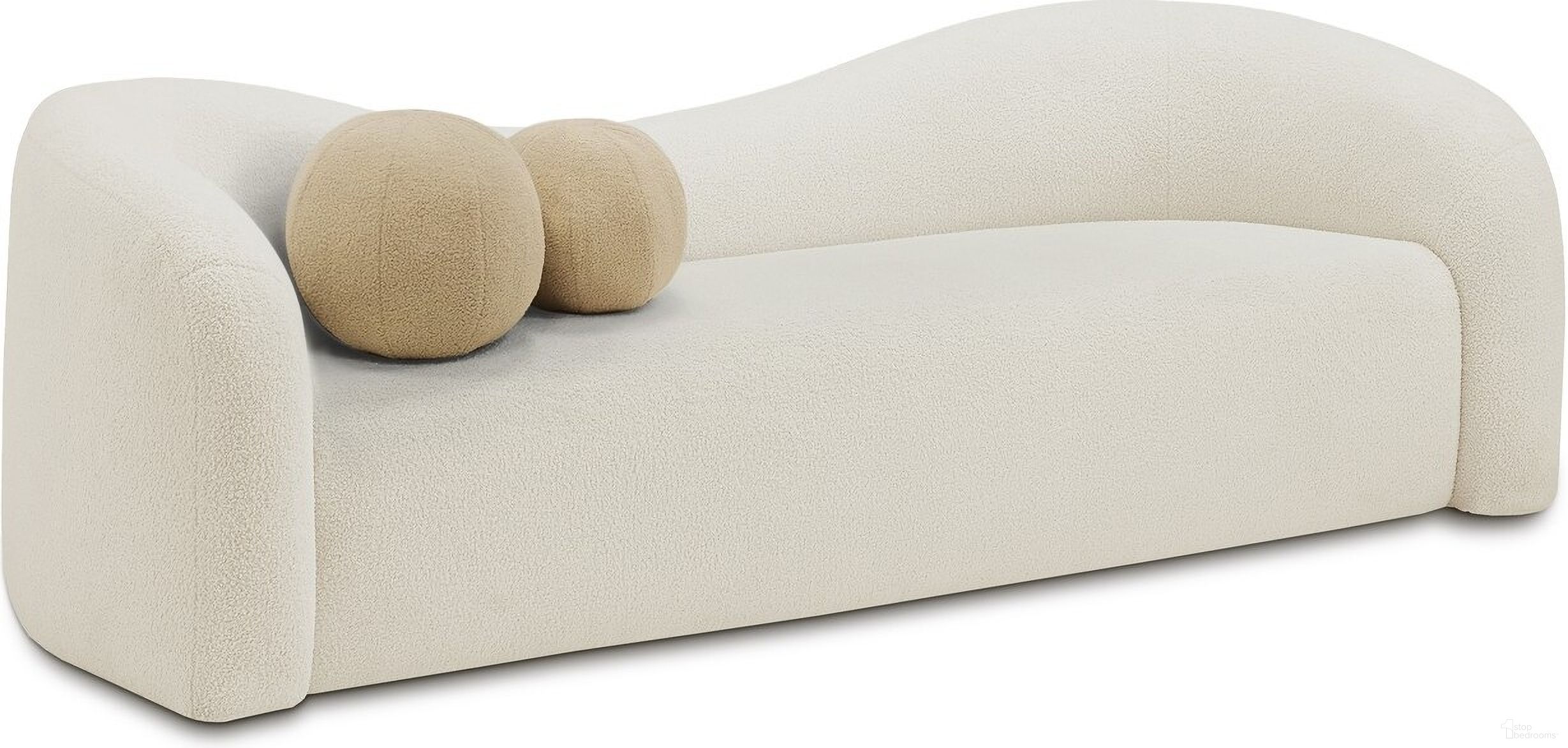 The appearance of Kali Faux Shearling Teddy Fabric Sofa In Cream designed by Meridian in the modern / contemporary interior design. This cream piece of furniture was selected by 1StopBedrooms from Kali Collection to add a touch of cosiness and style into your home. Sku: 186Cream-S. Material: Wood.