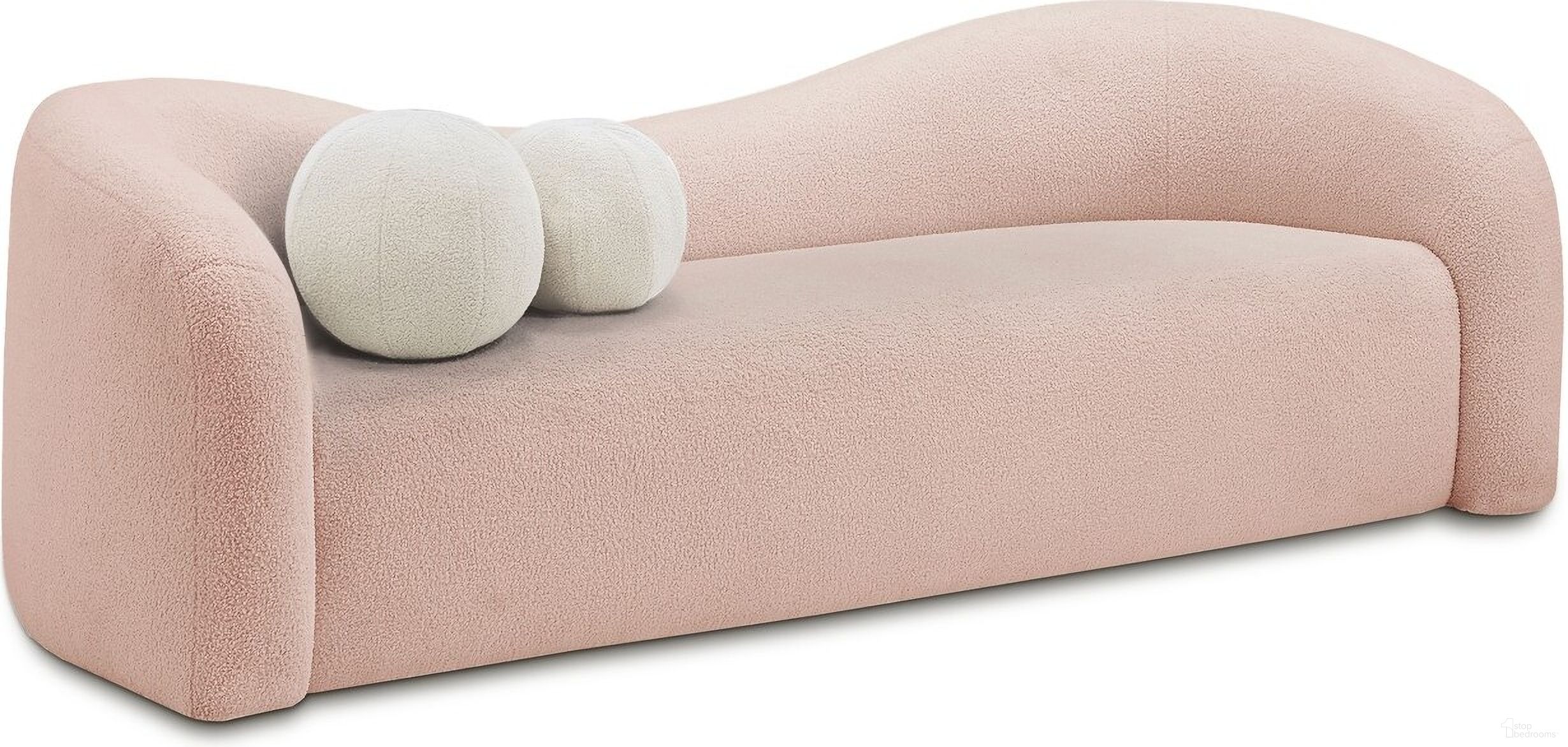 The appearance of Kali Faux Shearling Teddy Fabric Sofa In Pink designed by Meridian in the modern / contemporary interior design. This pink piece of furniture was selected by 1StopBedrooms from Kali Collection to add a touch of cosiness and style into your home. Sku: 186Pink-S. Material: Wood.