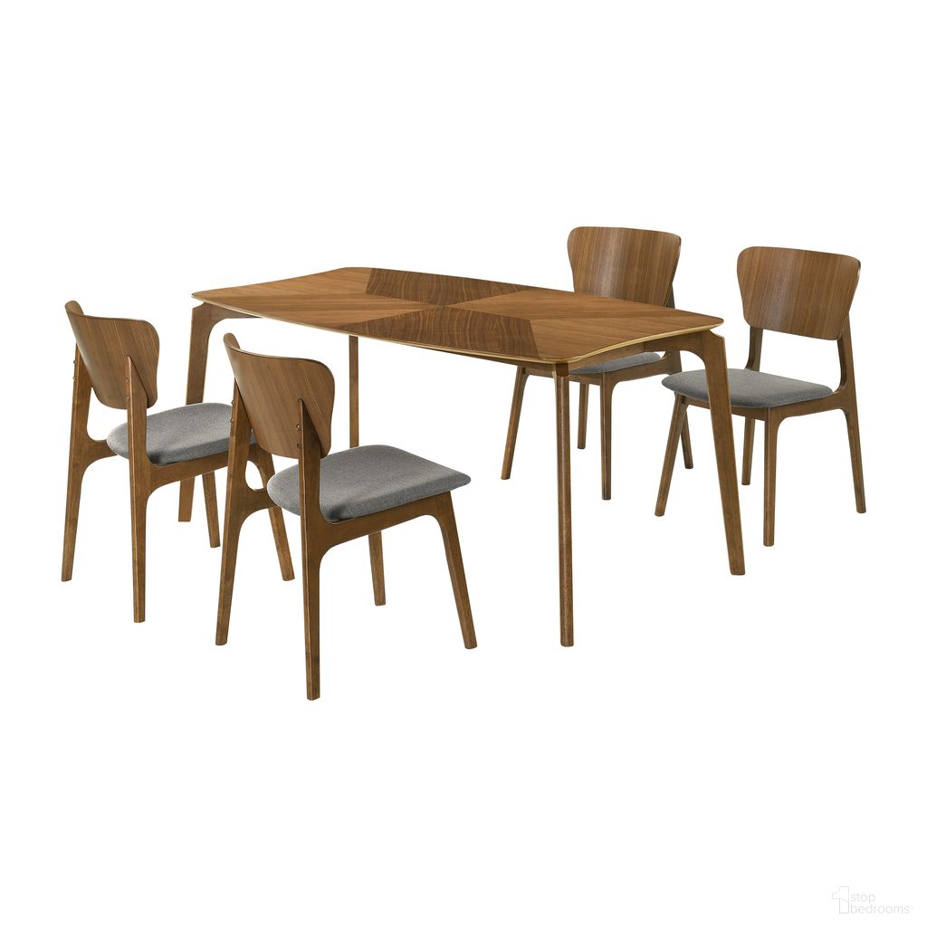 The appearance of Kalia 5 Piece Wood Dining Set In Walnut Charcoal designed by Armen Living in the transitional interior design. This walnut charcoal piece of furniture  was selected by 1StopBedrooms from Kalia Collection to add a touch of cosiness and style into your home. Sku: LCKACHWACH;LCKACHWACH;LCKATBLWA. Material: Wood.