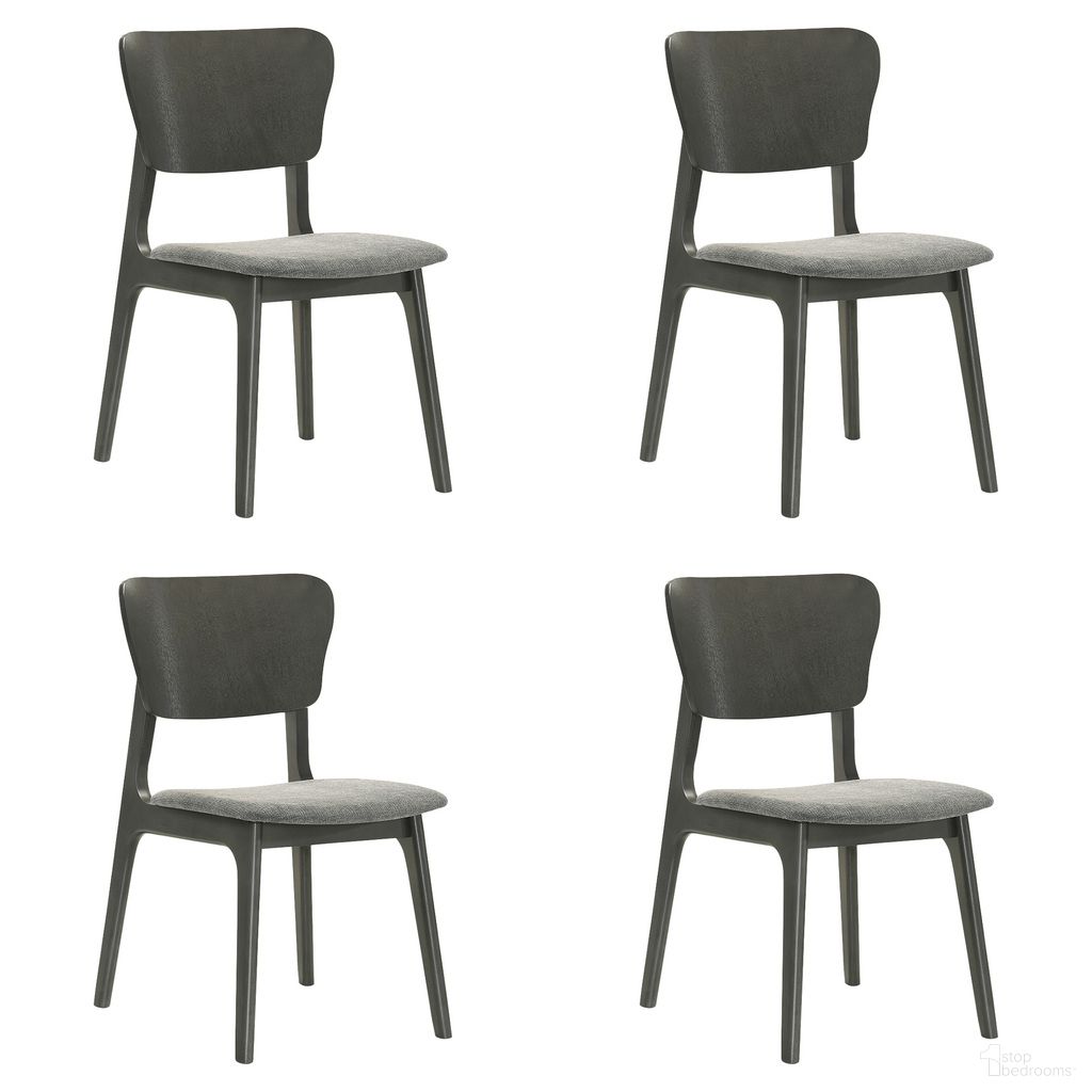 The appearance of Kalia Dining Chair Set of 4 In Gray designed by Armen Living in the transitional interior design. This gray piece of furniture  was selected by 1StopBedrooms from Kalia Collection to add a touch of cosiness and style into your home. Sku: LCKACHWAGRY;LCKACHWAGRY. Material: Fabric. Chair Type: Side Chair.