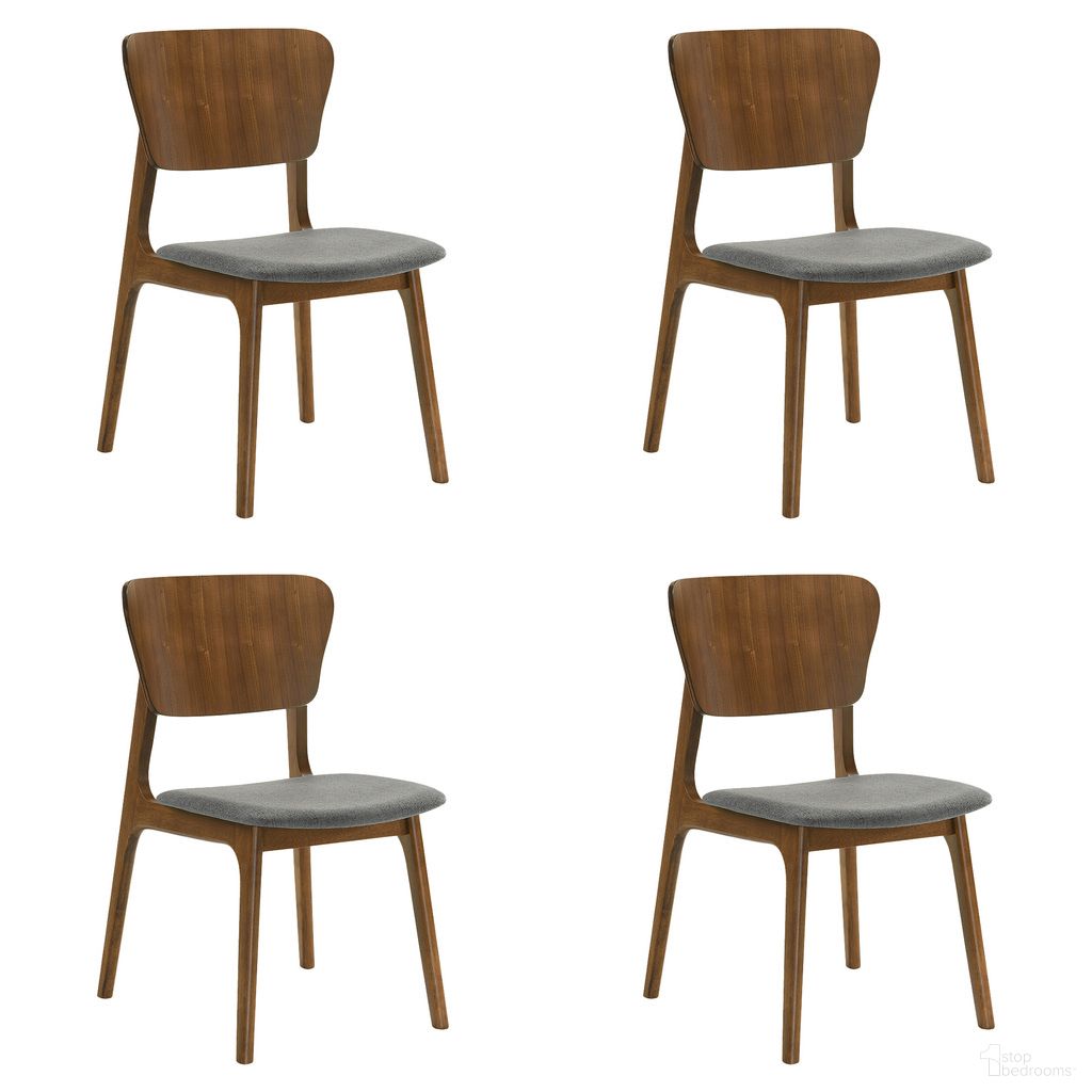 The appearance of Kalia Dining Chair Set of 4 In Walnut and Charcoal designed by Armen Living in the transitional interior design. This walnut and charcoal piece of furniture was selected by 1StopBedrooms from Kalia Collection to add a touch of cosiness and style into your home. Sku: LCKACHWACH;LCKACHWACH. Material: Fabric. Chair Type: Side Chair.