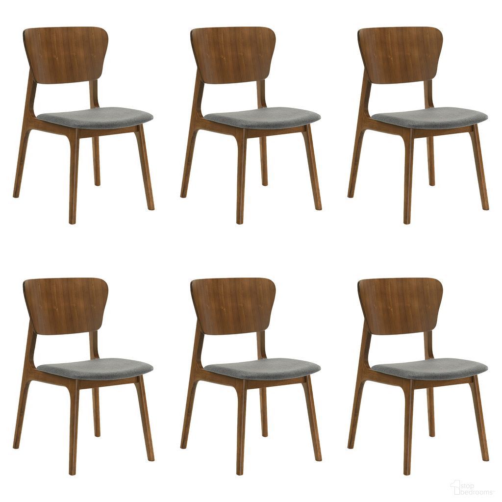 Kalia Dining Chair Set of 6 In Walnut and Charcoal
