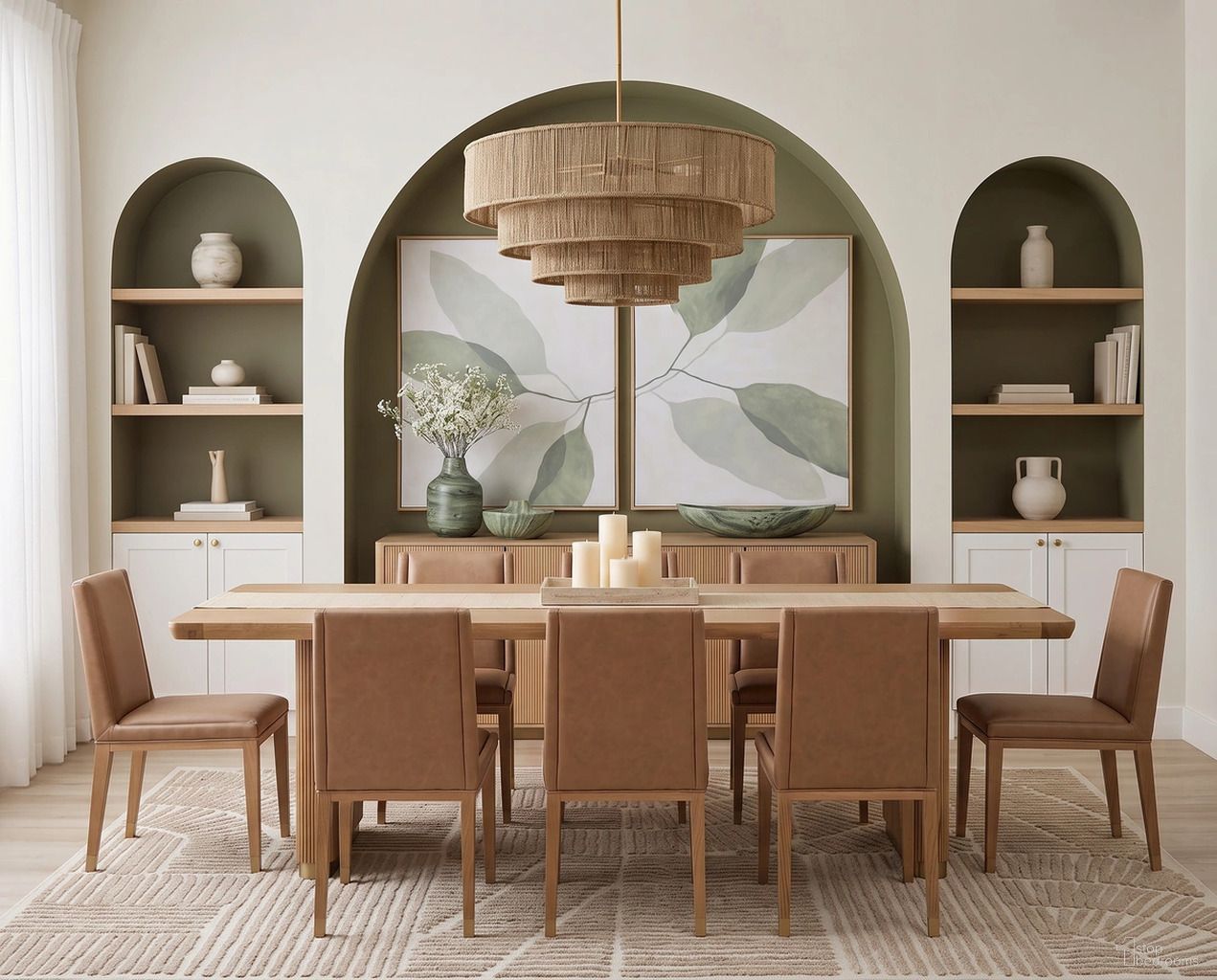 Kalla 96 Inch Rectangular Dining Room Set In Rustic Oak