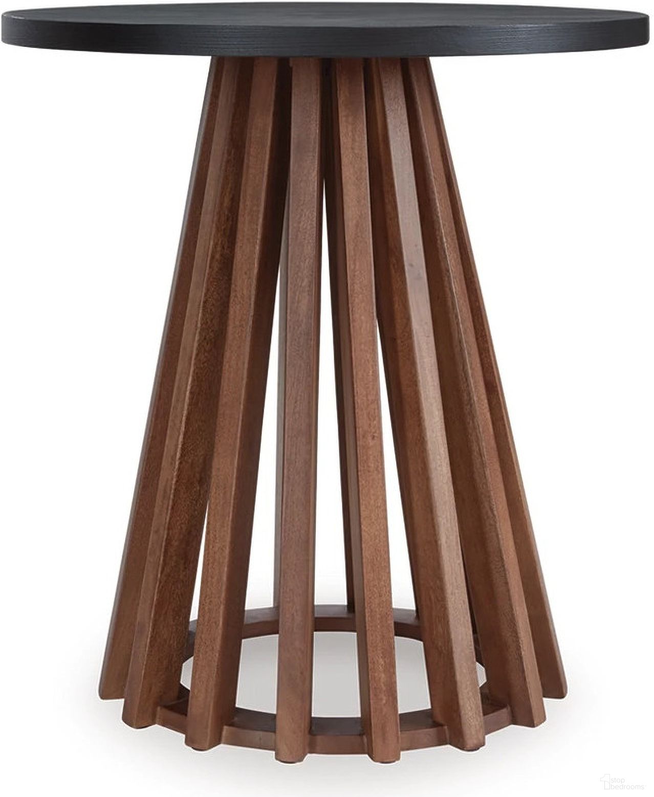 The appearance of Kallari End Table In Warm Brown and Black designed by Signature Design by Ashley in the transitional interior design. This warm brown/black piece of furniture  was selected by 1StopBedrooms from Kallari Collection to add a touch of cosiness and style into your home. Sku: T737-6. Material: Wood.