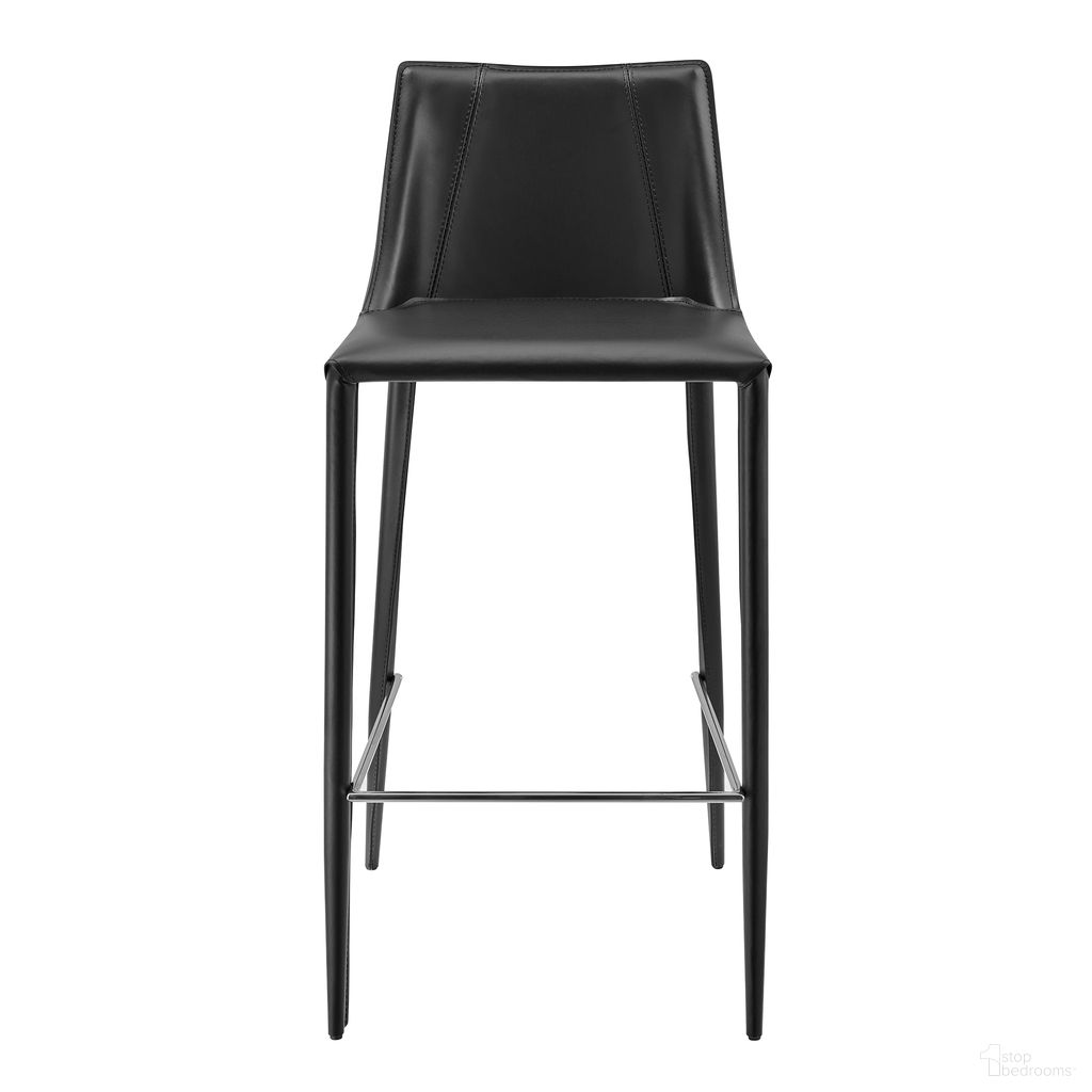 The appearance of Kalle Barstool In Black designed by Euro Style in the modern / contemporary interior design. This black piece of furniture was selected by 1StopBedrooms from Kalle Collection to add a touch of cosiness and style into your home. Sku: 30918-BLK-MP1. Material: Leather.