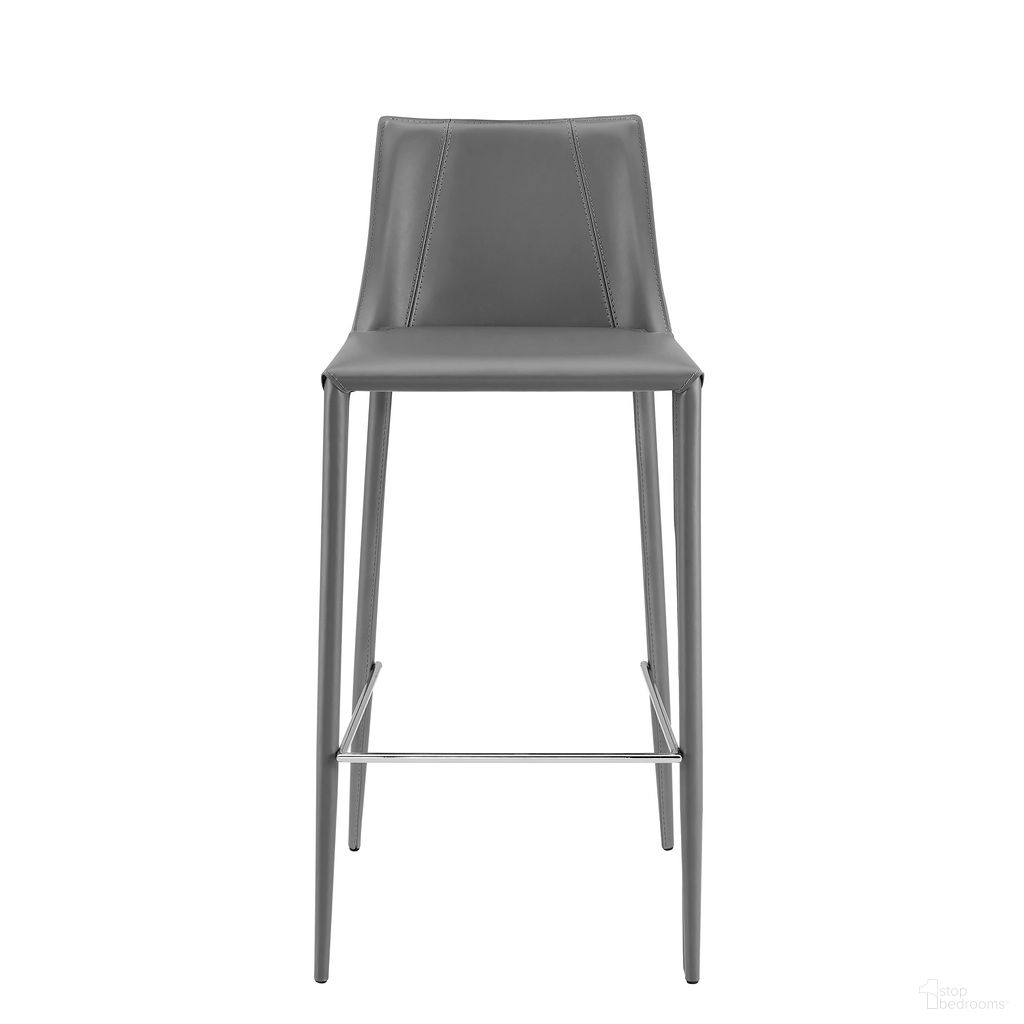 The appearance of Kalle Barstool In Gray designed by Euro Style in the modern / contemporary interior design. This gray piece of furniture was selected by 1StopBedrooms from Kalle Collection to add a touch of cosiness and style into your home. Sku: 30918-GRY-MP1. Material: Leather.