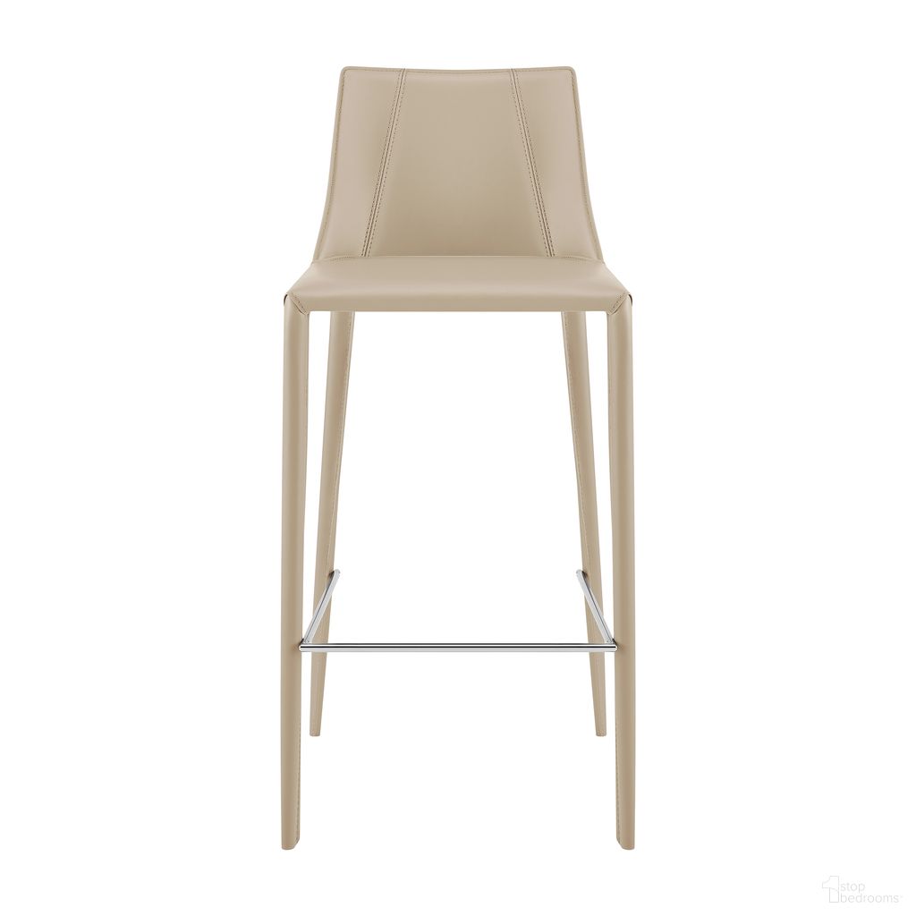 The appearance of Kalle Barstool In Taupe designed by Euro Style in the modern / contemporary interior design. This taupe piece of furniture was selected by 1StopBedrooms from Kalle Collection to add a touch of cosiness and style into your home. Sku: 30918-LTGRY-MP1. Material: Faux Leather.