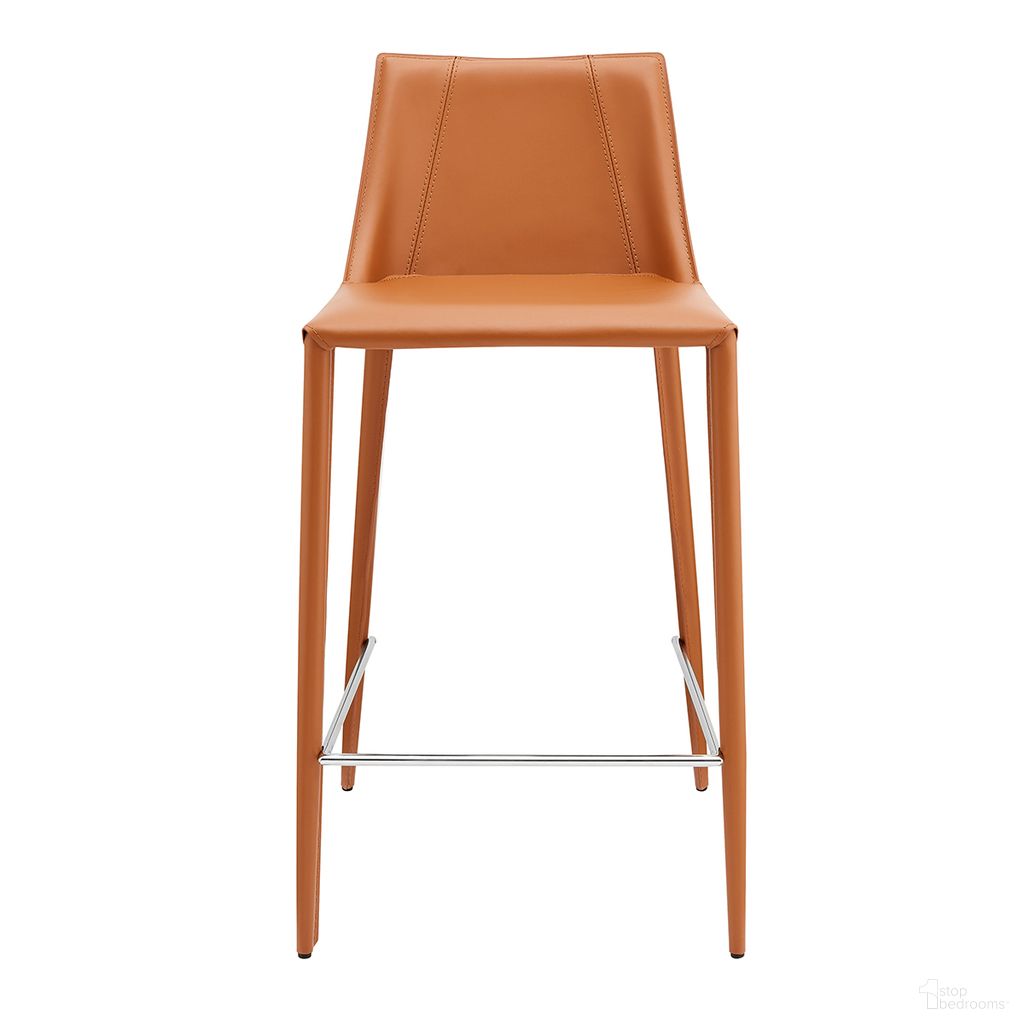 The appearance of Kalle Counter Stool In Dark Caramel designed by Euro Style in the modern / contemporary interior design. This dark caramel piece of furniture was selected by 1StopBedrooms from Kalle Collection to add a touch of cosiness and style into your home. Sku: 30916-COG-MP1. Material: Leather.