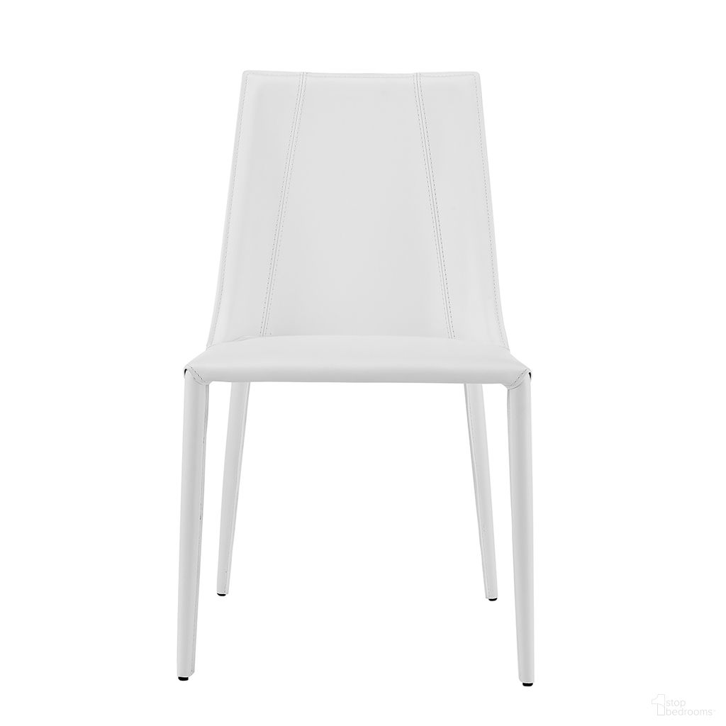 The appearance of Kalle Side Chair In White designed by Euro Style in the modern / contemporary interior design. This white piece of furniture was selected by 1StopBedrooms from Kalle Collection to add a touch of cosiness and style into your home. Sku: 30914-WHT-MP1. Material: Leather. Chair Type: Side Chair.