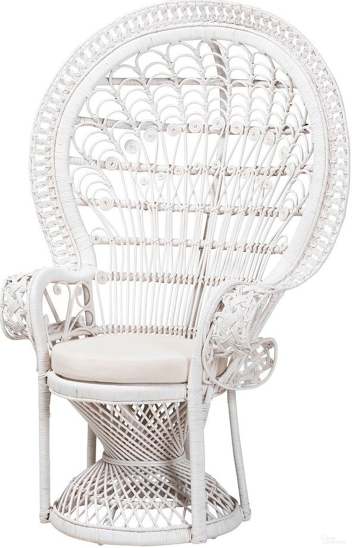 Kallima Peacock Chair In White Natural Rattan
