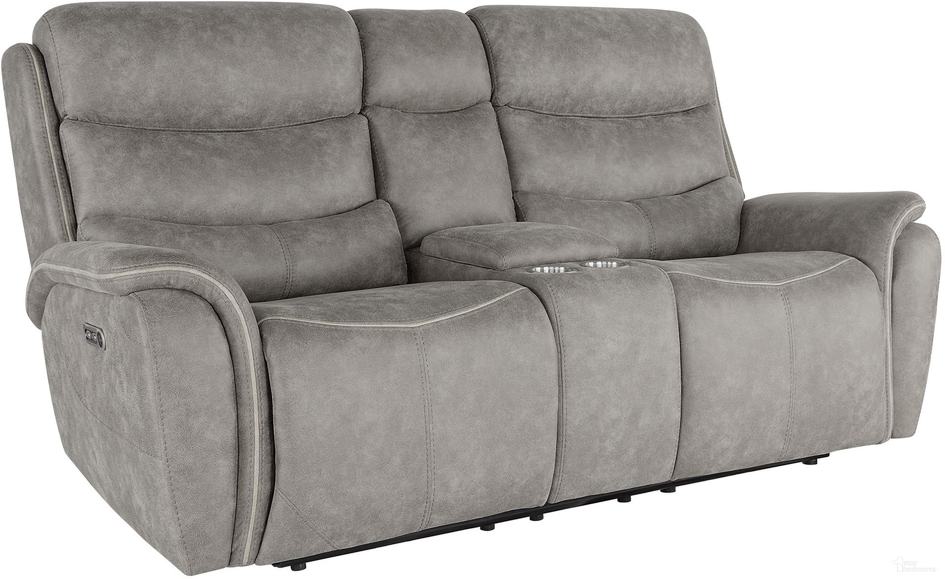 The appearance of Kamari Console Loveseat with Power Headrest and Footrest In Gray designed by New Classic in the modern / contemporary interior design. This gray piece of furniture  was selected by 1StopBedrooms from Kamari Collection to add a touch of cosiness and style into your home. Sku: U092-25P2-GRY. Material: Fabric.