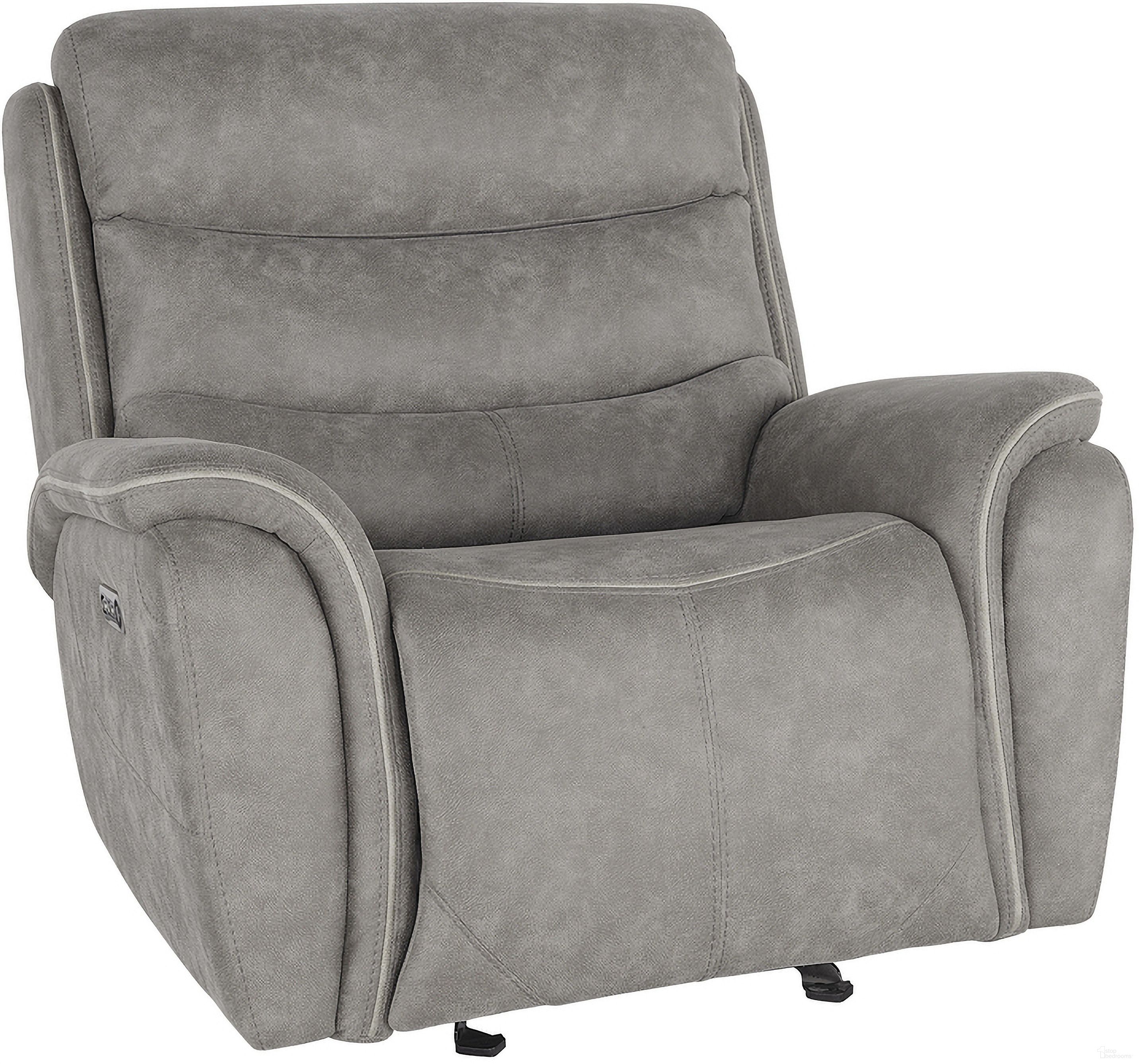 The appearance of Kamari Glider Recliner with Power Headrest and Footrest In Gray designed by New Classic in the modern / contemporary interior design. This gray piece of furniture was selected by 1StopBedrooms from Kamari Collection to add a touch of cosiness and style into your home. Sku: U092-13P2-GRY. Material: Fabric.