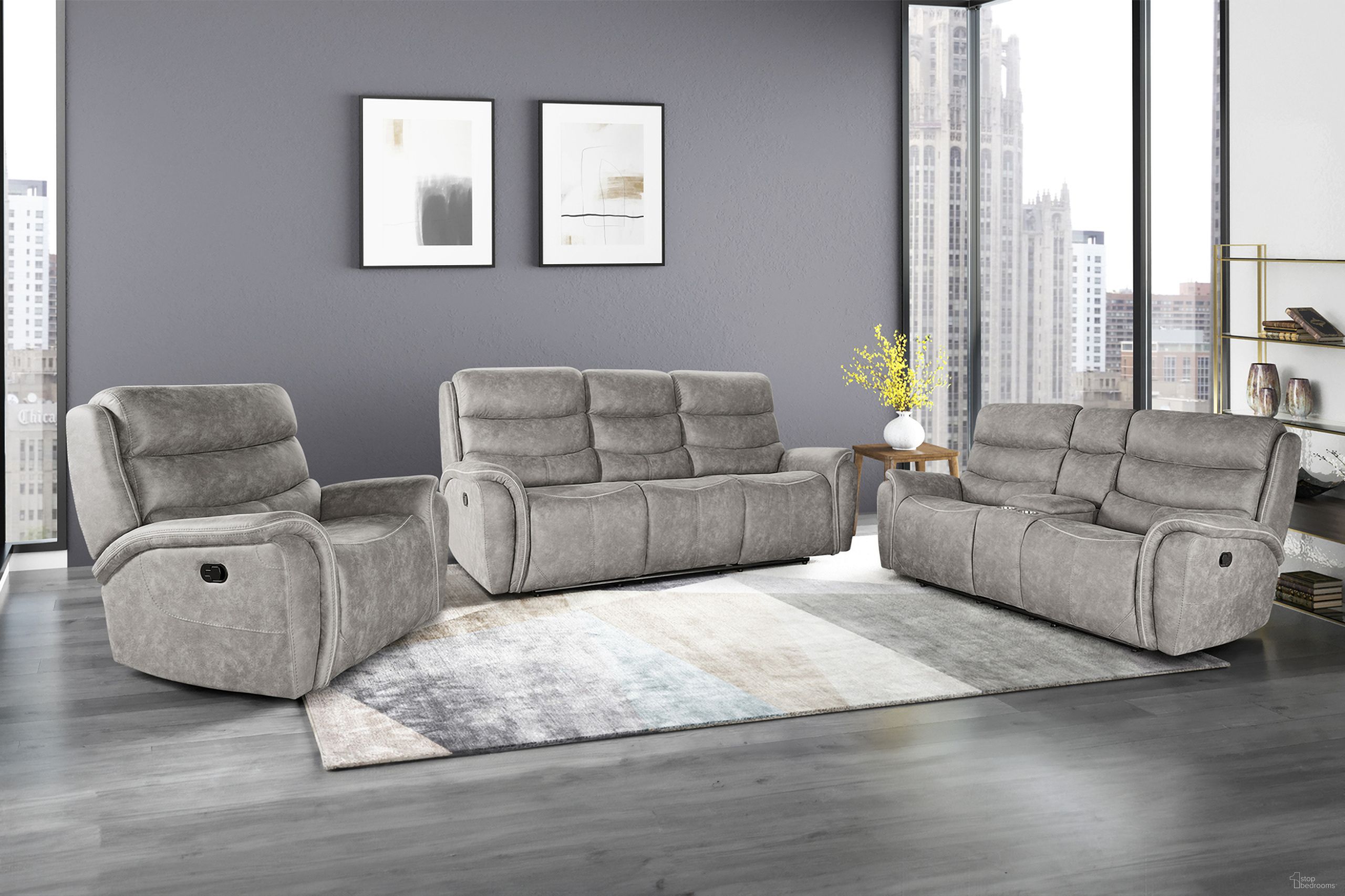 The appearance of Kamari Manual Living Room Set In Gray designed by New Classic in the modern / contemporary interior design. This gray piece of furniture was selected by 1StopBedrooms from Kamari Collection to add a touch of cosiness and style into your home. Sku: U092-30-GRY;U092-25-GRY. Material: Fabric.