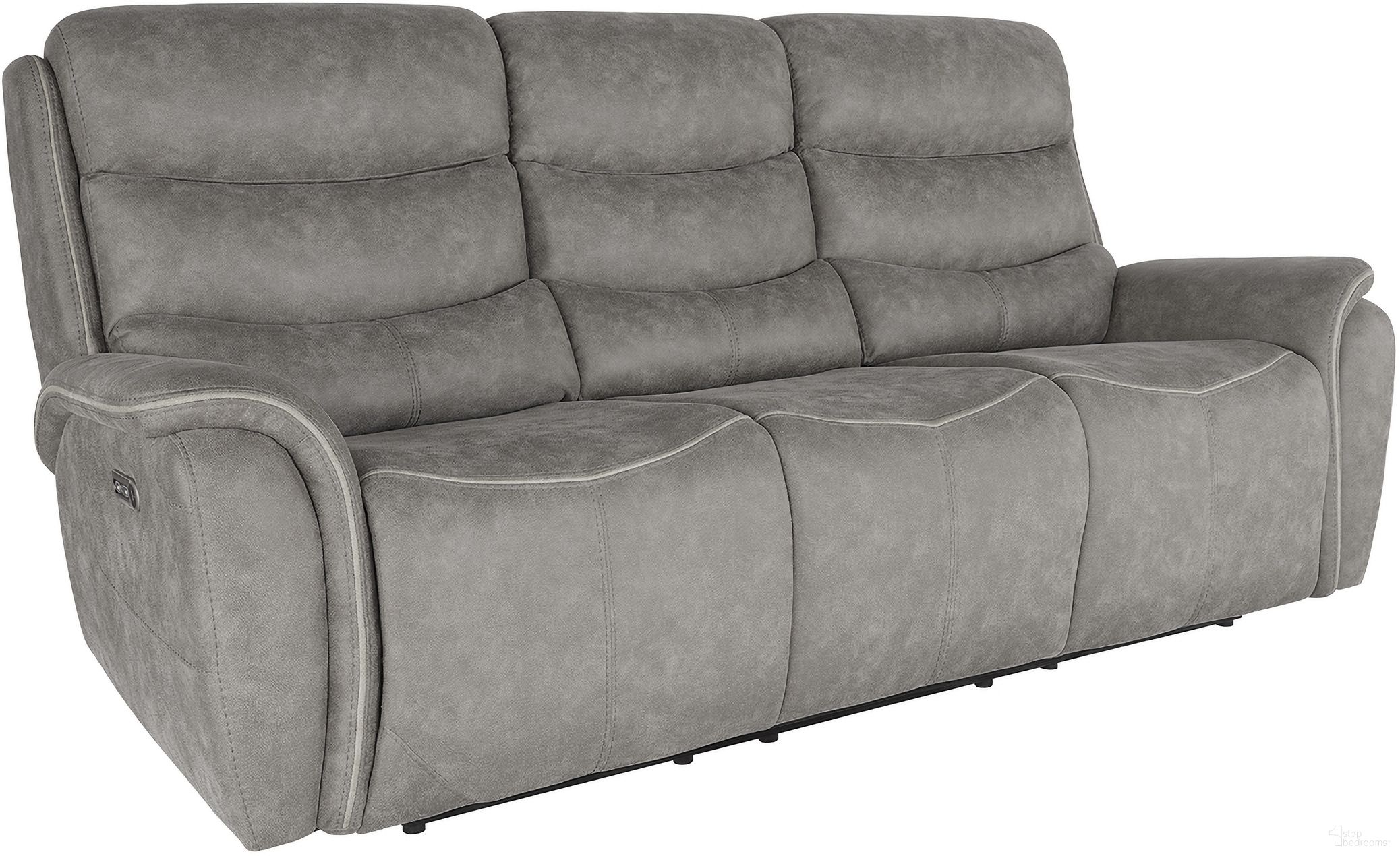The appearance of Kamari Sofa with Power Headrest and Footrest In Gray designed by New Classic in the modern / contemporary interior design. This gray piece of furniture was selected by 1StopBedrooms from Kamari Collection to add a touch of cosiness and style into your home. Sku: U092-30P2-GRY. Material: Fabric.